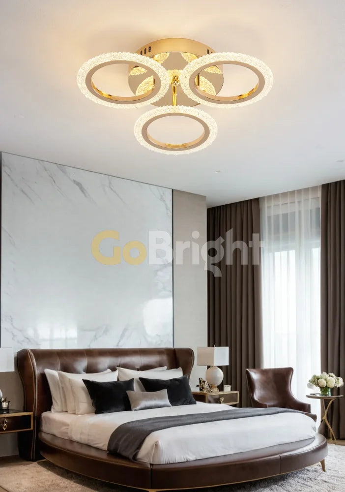 Lustra LED 48W cu Telecomanda Elixir 3 Tipuri de Lumini Auriu