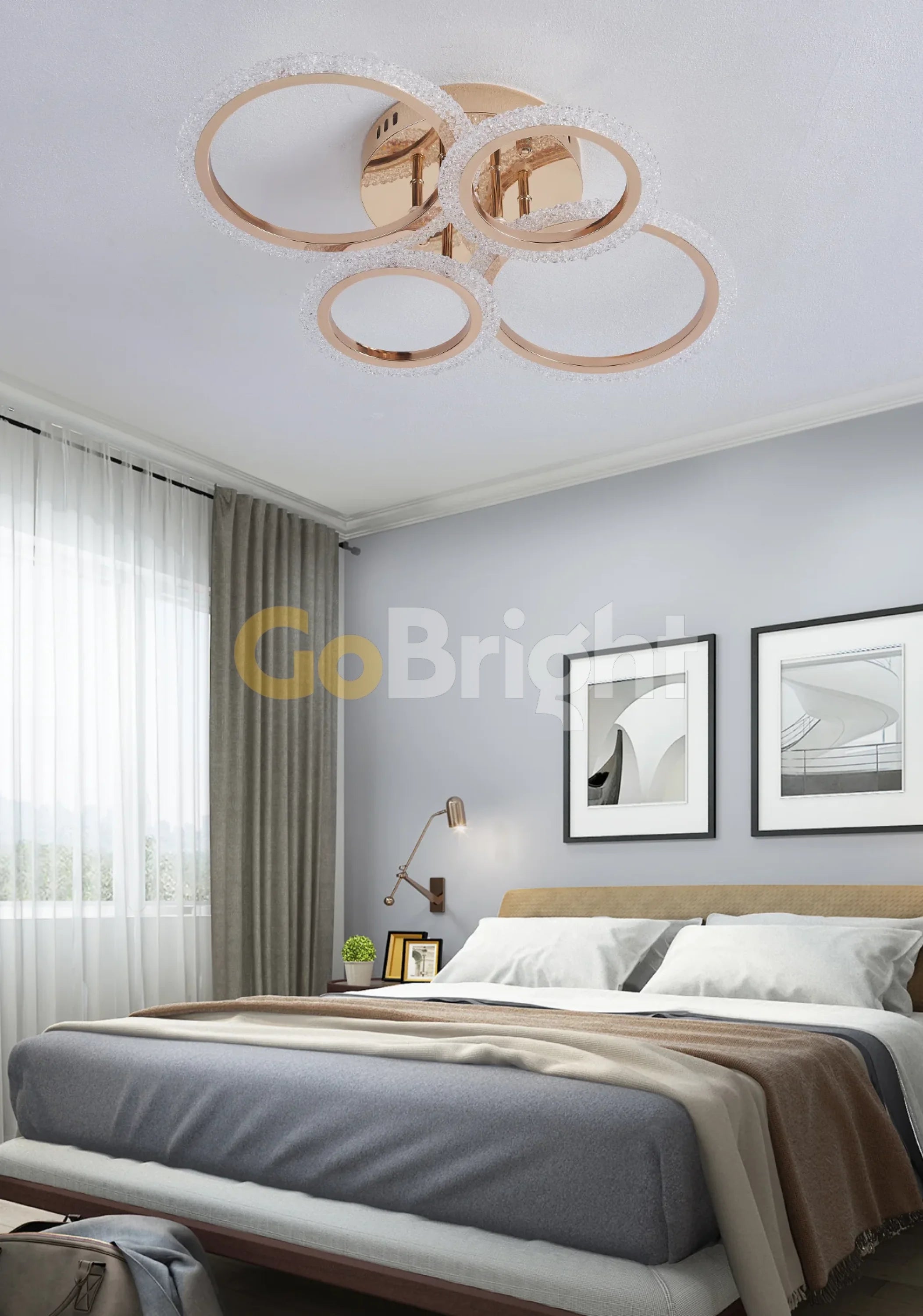 Lustra LED 80W cu Telecomanda Elixir 3 Tipuri de Lumini Auriu