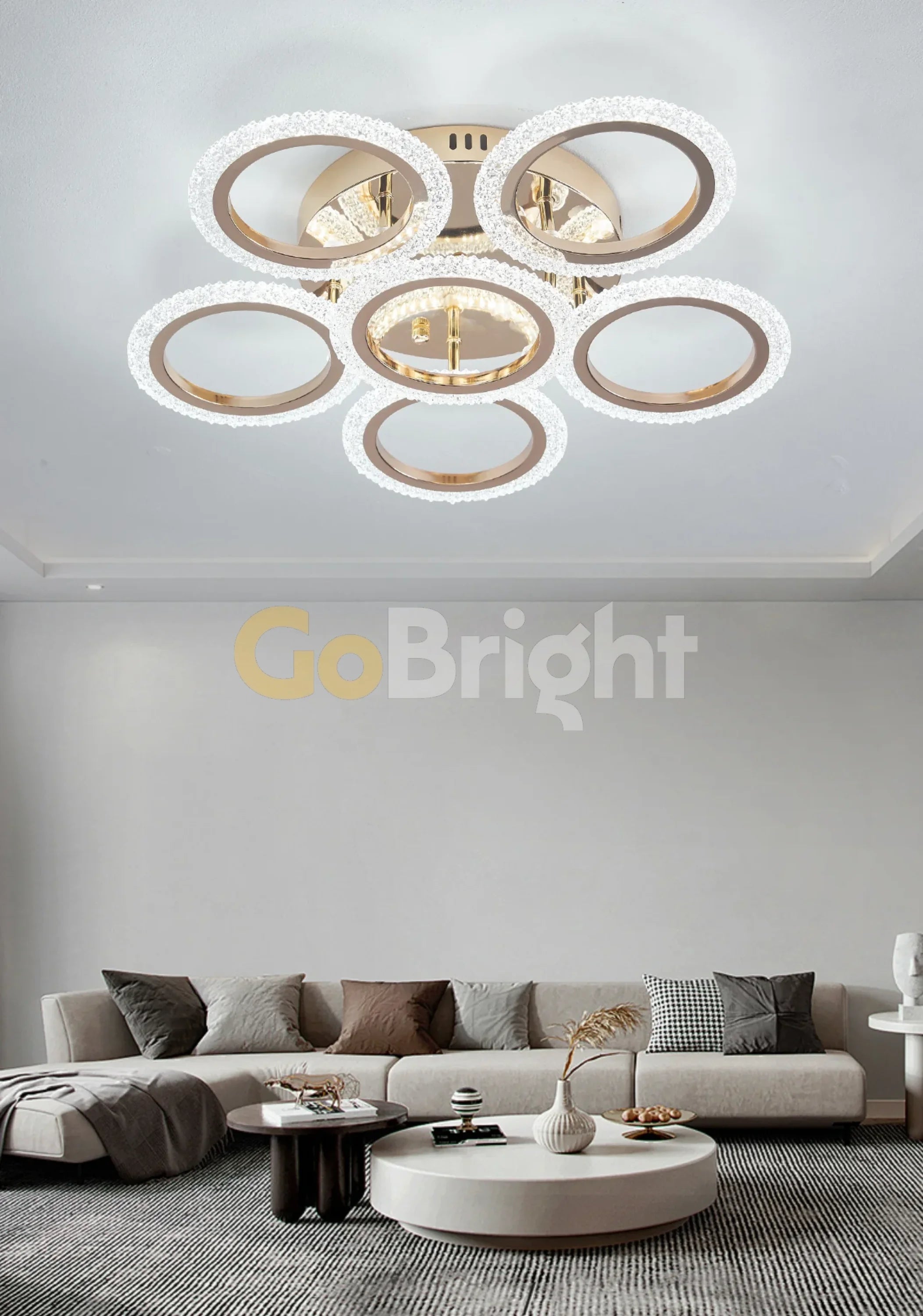 Lustra LED 96W cu Telecomanda Elixir 3 Tipuri de Lumini Auriu