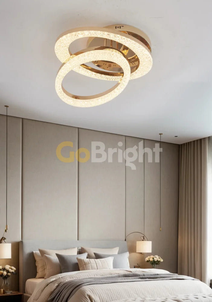 Lustra LED 96W cu Telecomanda Safir 3 Tipuri de Lumini Auriu