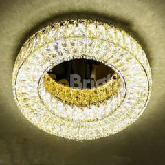 Lustra LED Crystal 40cm cu Telecomanda 3 Tipuri de Lumini 120W Auriu