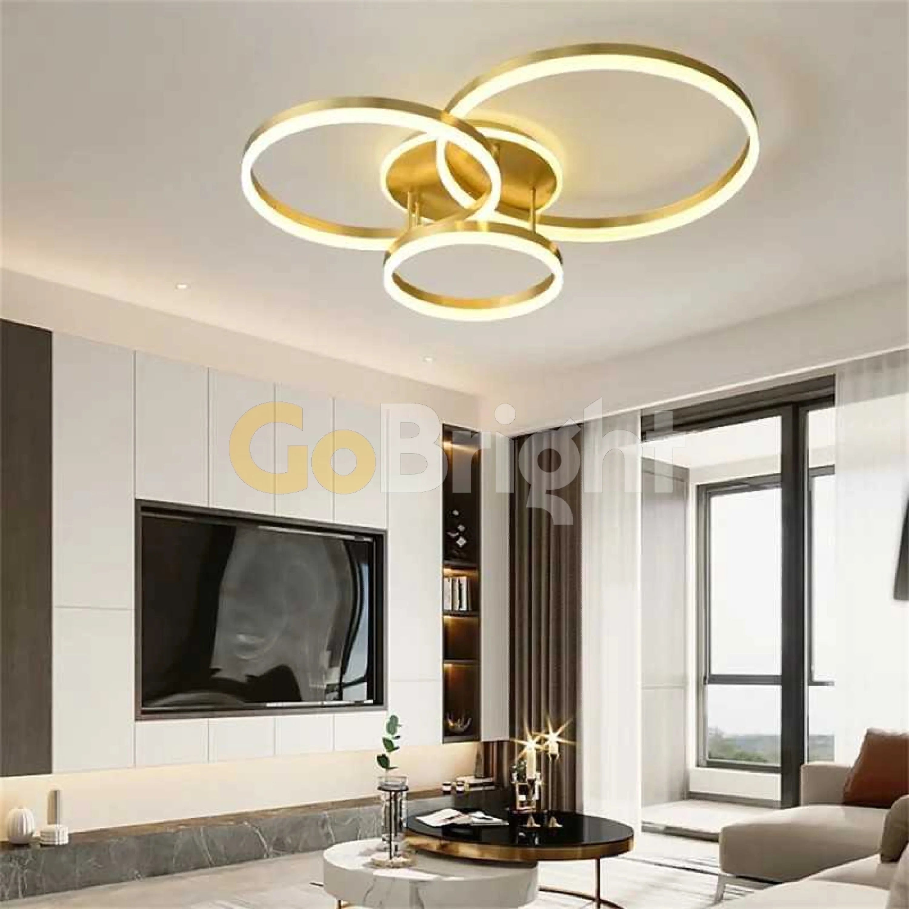 Lustra LED cu Telecomanda Azele 3 Tipuri de Lumini 136W Auriu