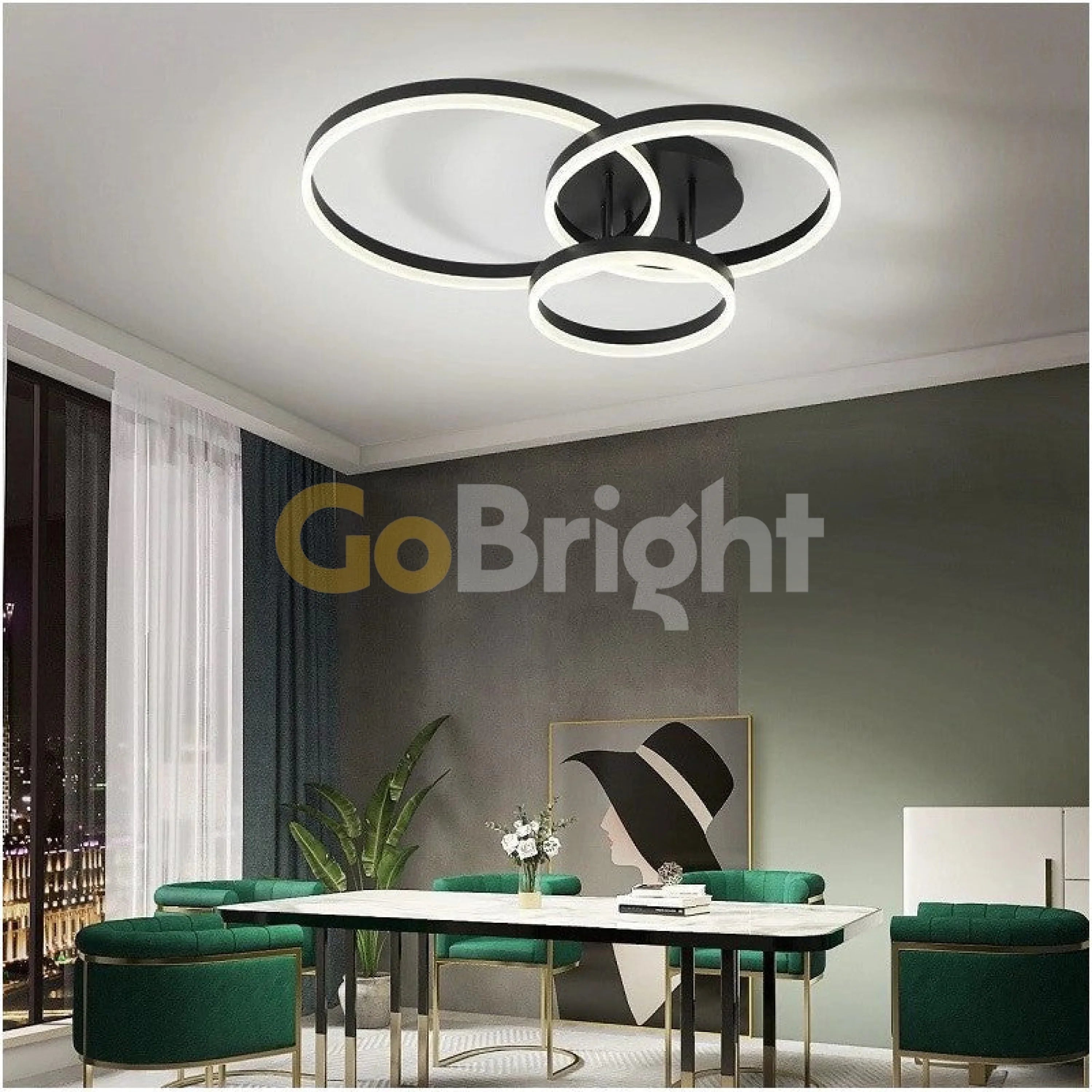 Lustra LED cu Telecomanda Azele 3 Tipuri de Lumini 136W Negru