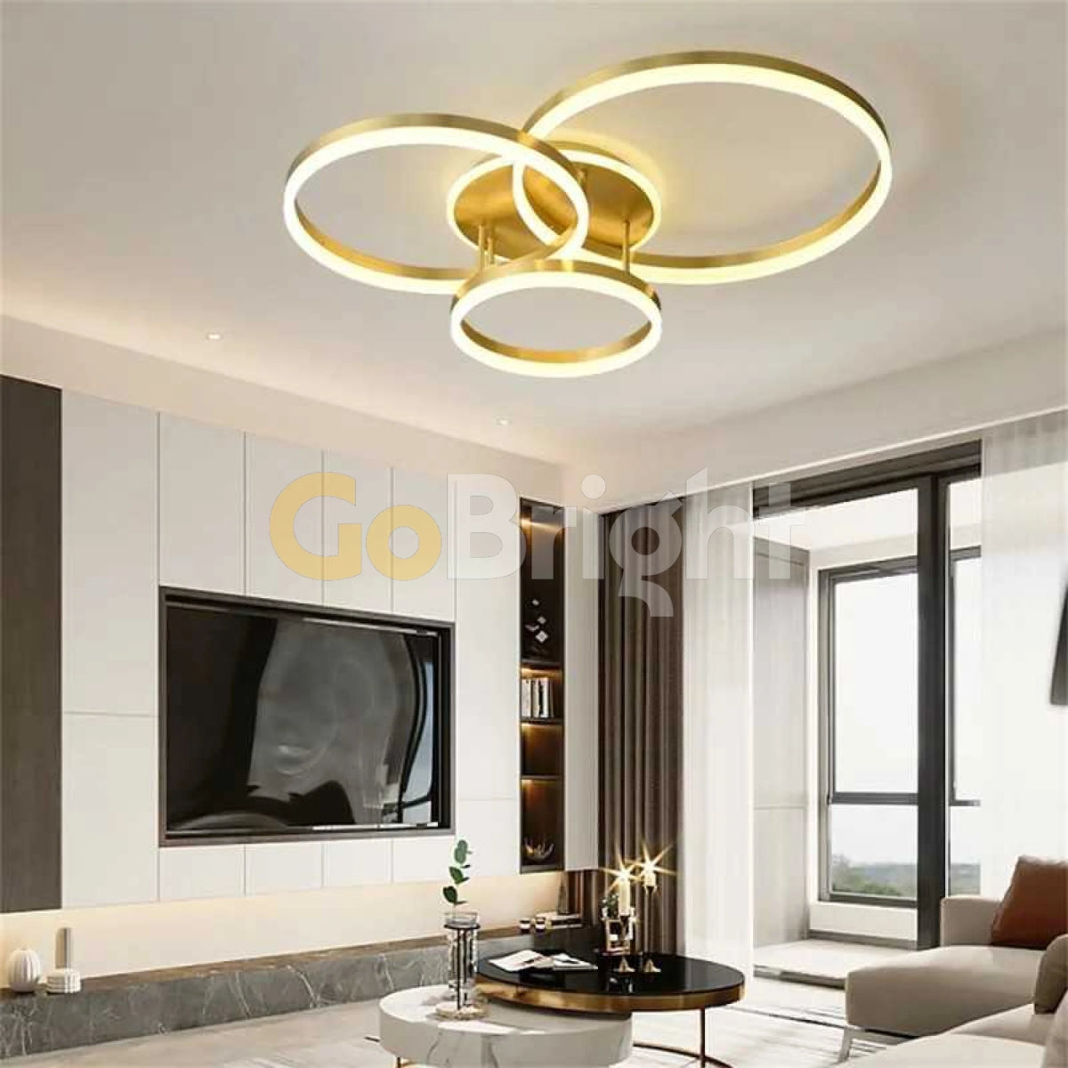 Lustra LED cu Telecomanda Azele 3 Tipuri de Lumini 160W Auriu