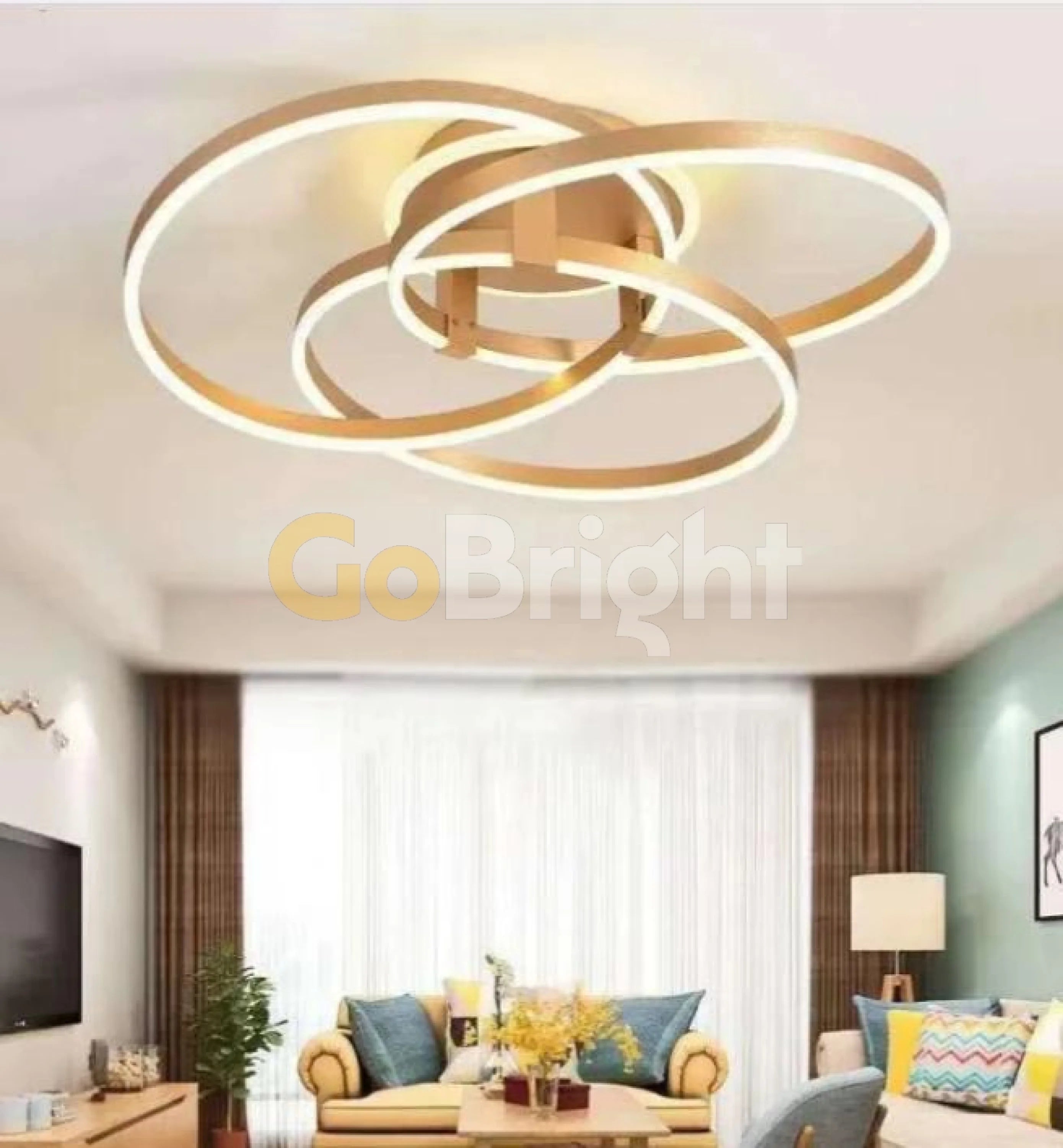 Lustra LED cu Telecomanda Azele 3 Tipuri de Lumini 240W Auriu