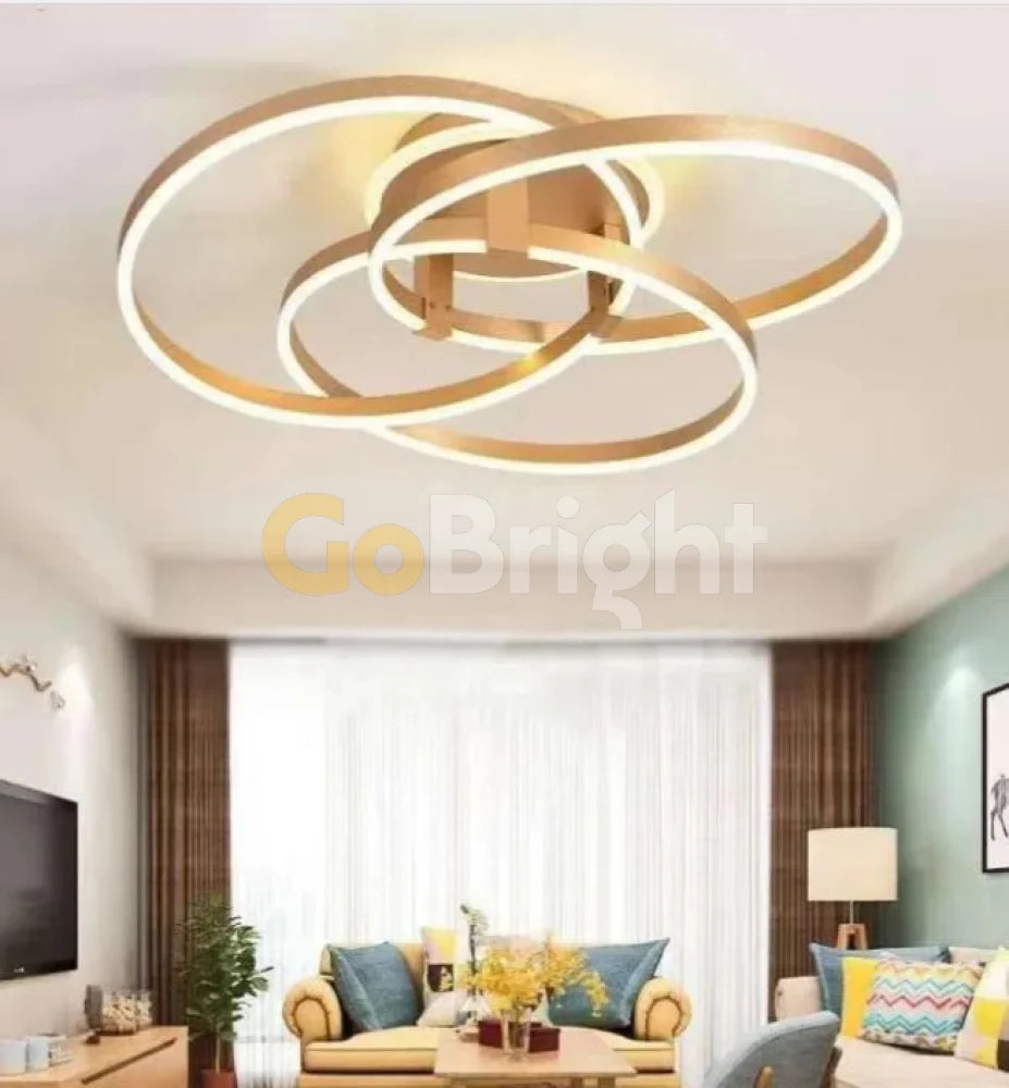 Lustra LED cu Telecomanda Azele 3 Tipuri de Lumini 240W Auriu