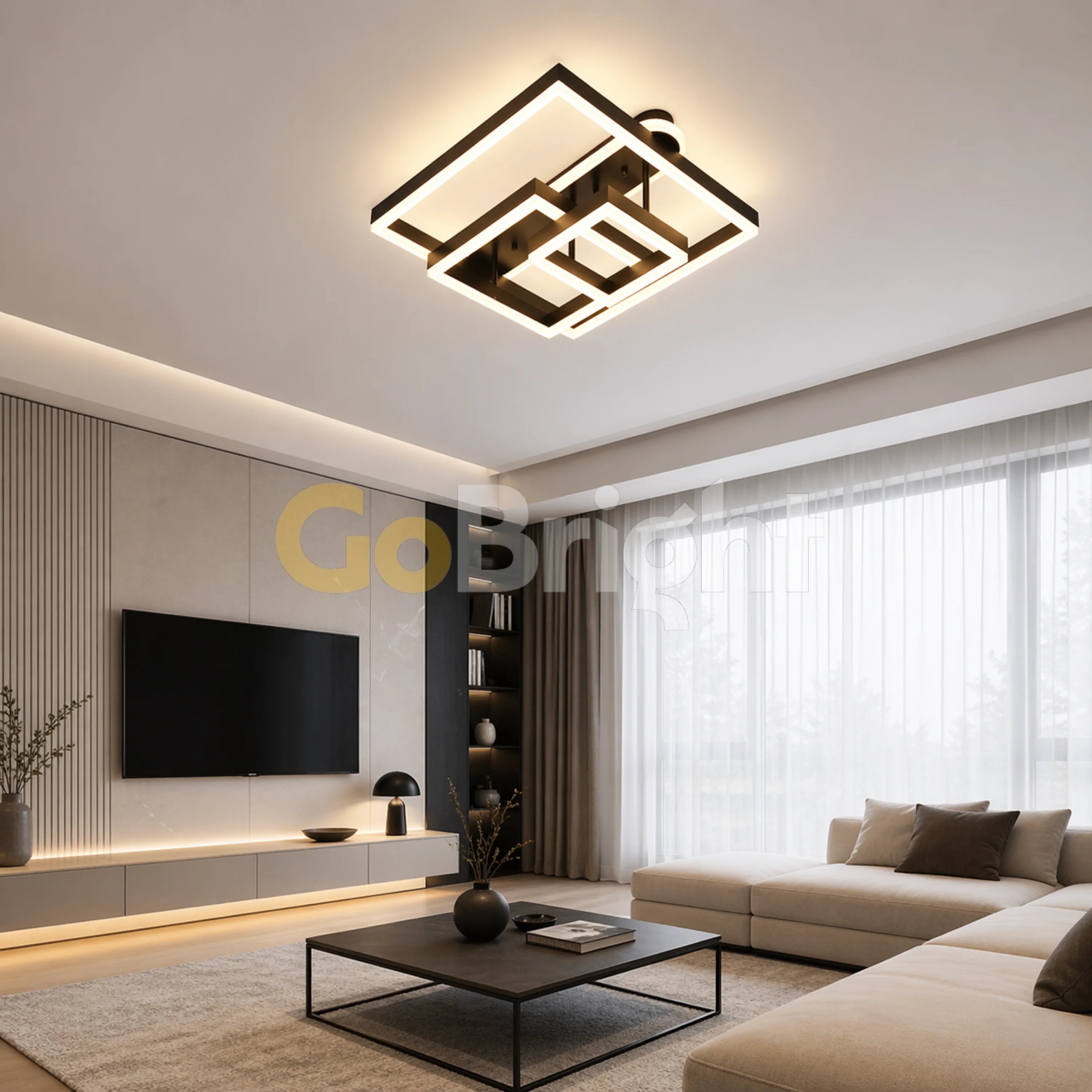 Lustra LED cu Telecomanda Azele 3 Tipuri de Lumini 240W Negru