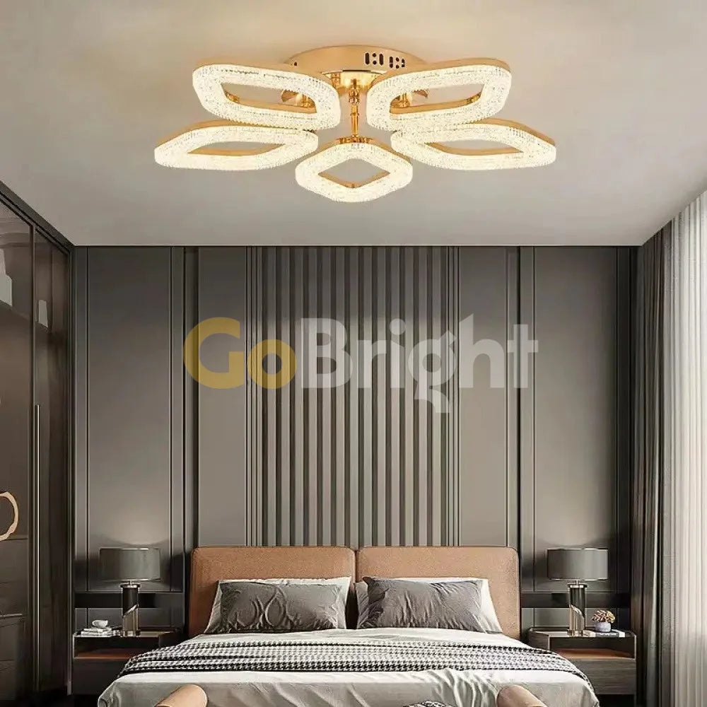 Lustra LED cu Telecomanda Elsabe 3 Tipuri de Lumini 100W Auriu