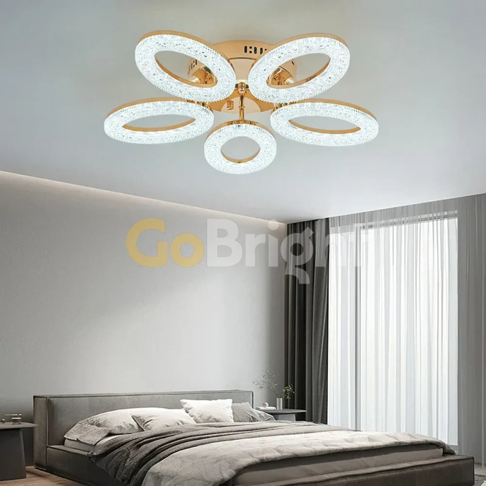 Lustra LED cu Telecomanda Elsabe 3 Tipuri de Lumini 100W Auriu
