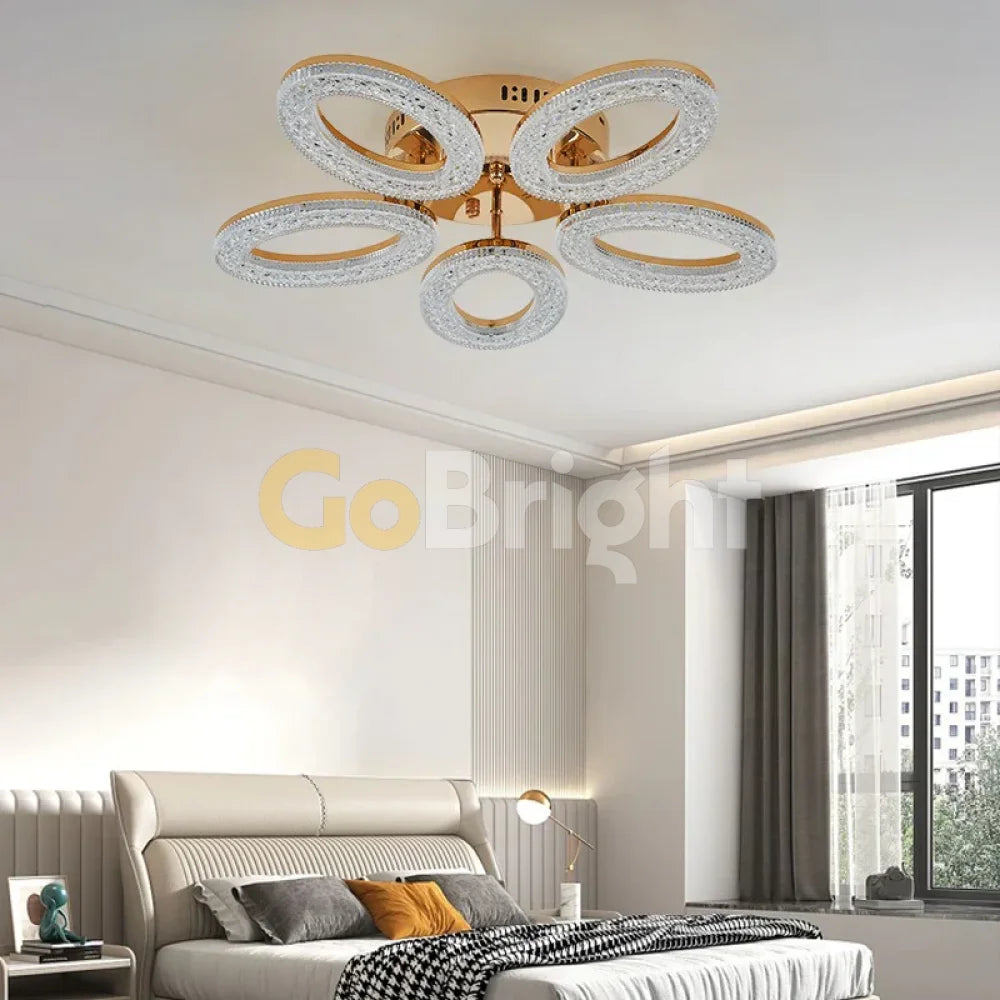 Lustra LED cu Telecomanda Elsabe 3 Tipuri de Lumini 100W Auriu