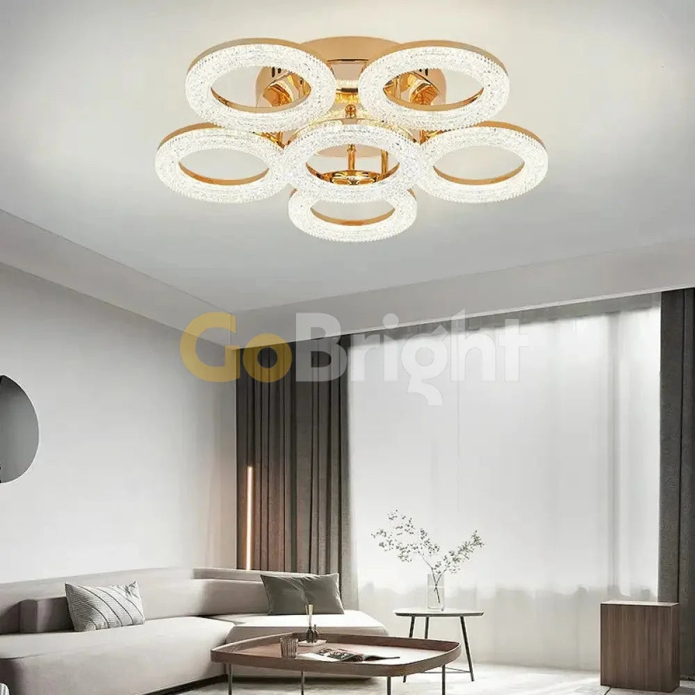 Lustra LED cu Telecomanda Elsabe 3 Tipuri de Lumini 160W Auriu