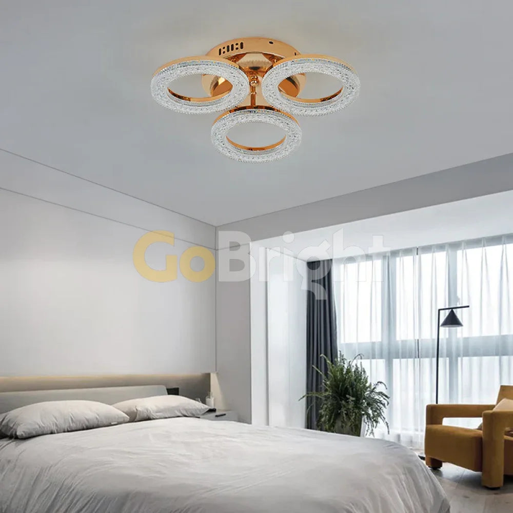 Lustra LED cu Telecomanda Elsabe 3 Tipuri de Lumini 60W Auriu