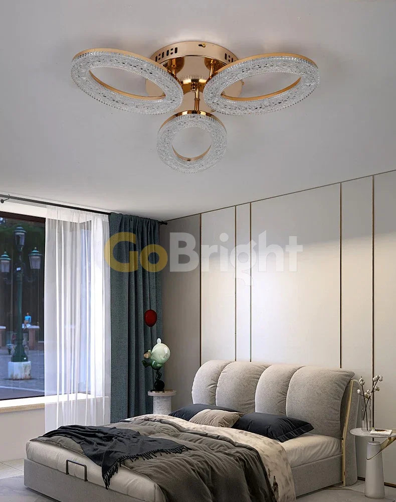 Lustra LED cu Telecomanda Elsabe 3 Tipuri de Lumini 60W Auriu