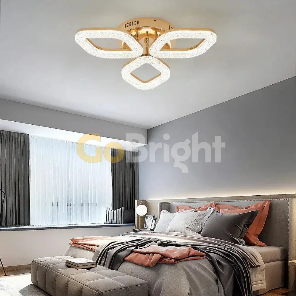 Lustra LED cu Telecomanda Elsabe 3 Tipuri de Lumini 60W Auriu