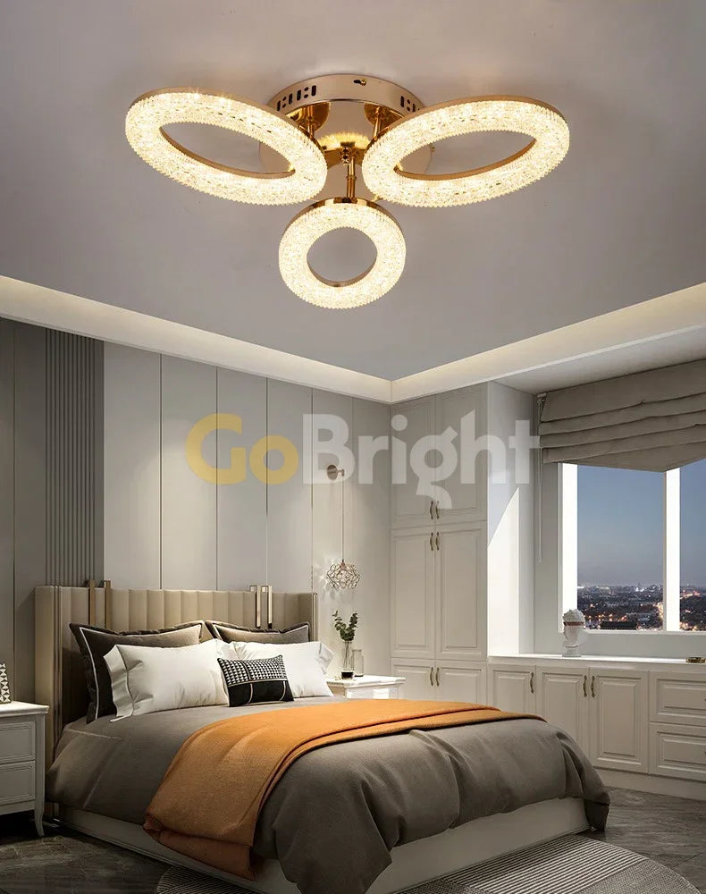 Lustra LED cu Telecomanda Elsabe 3 Tipuri de Lumini 60W Auriu