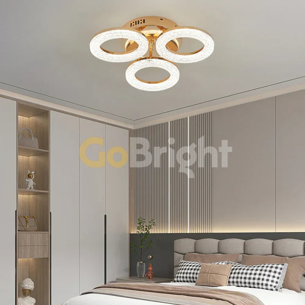 Lustra LED cu Telecomanda Elsabe 3 Tipuri de Lumini 60W Auriu