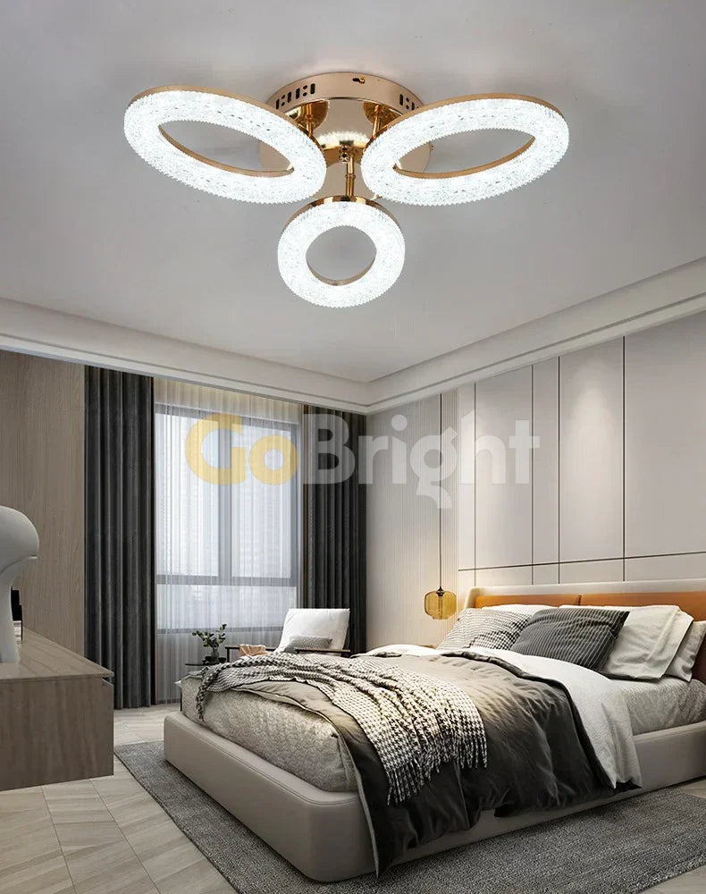 Lustra LED cu Telecomanda Elsabe 3 Tipuri de Lumini 60W Auriu