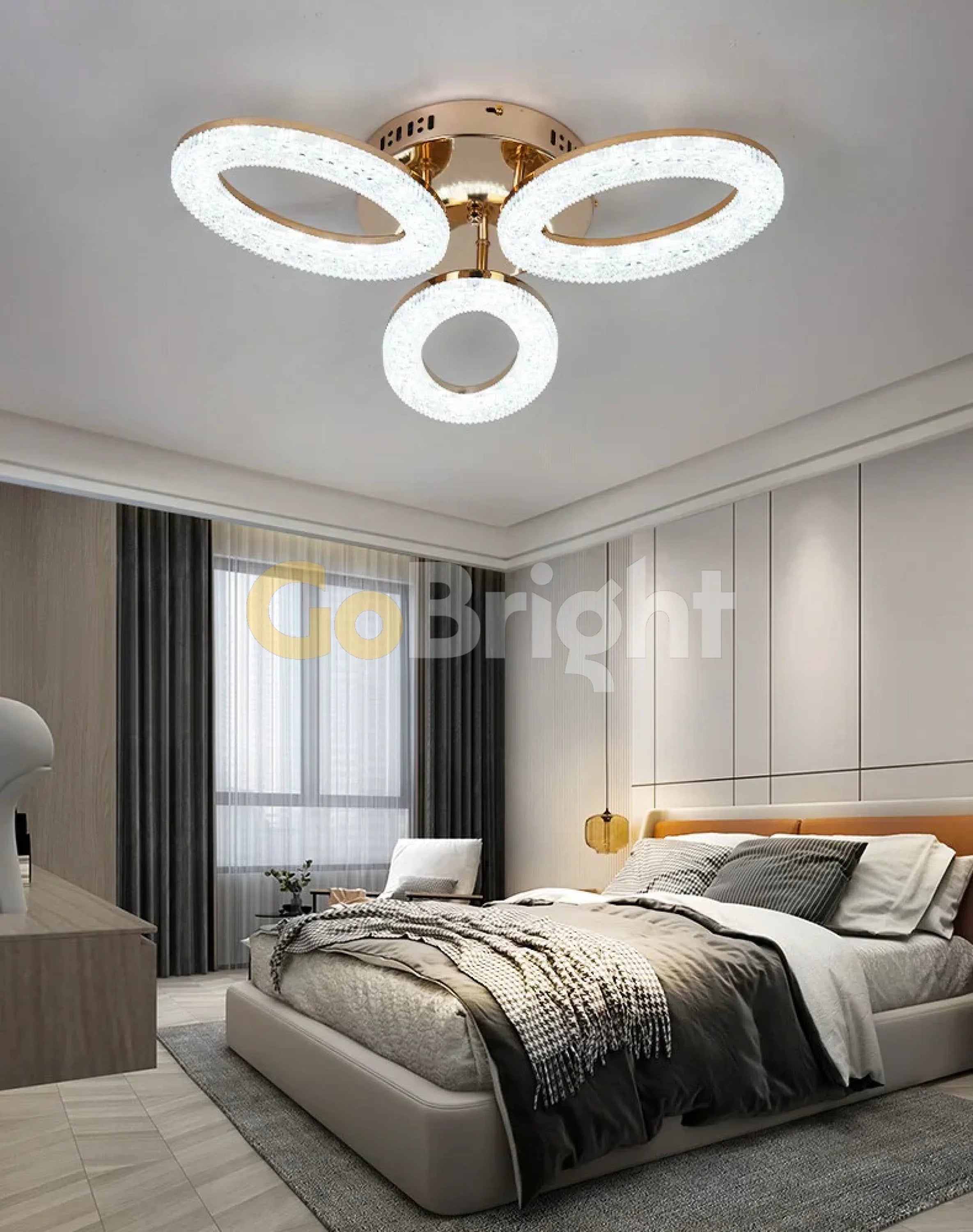 Lustra LED cu Telecomanda Elsabe 3 Tipuri de Lumini 60W Auriu