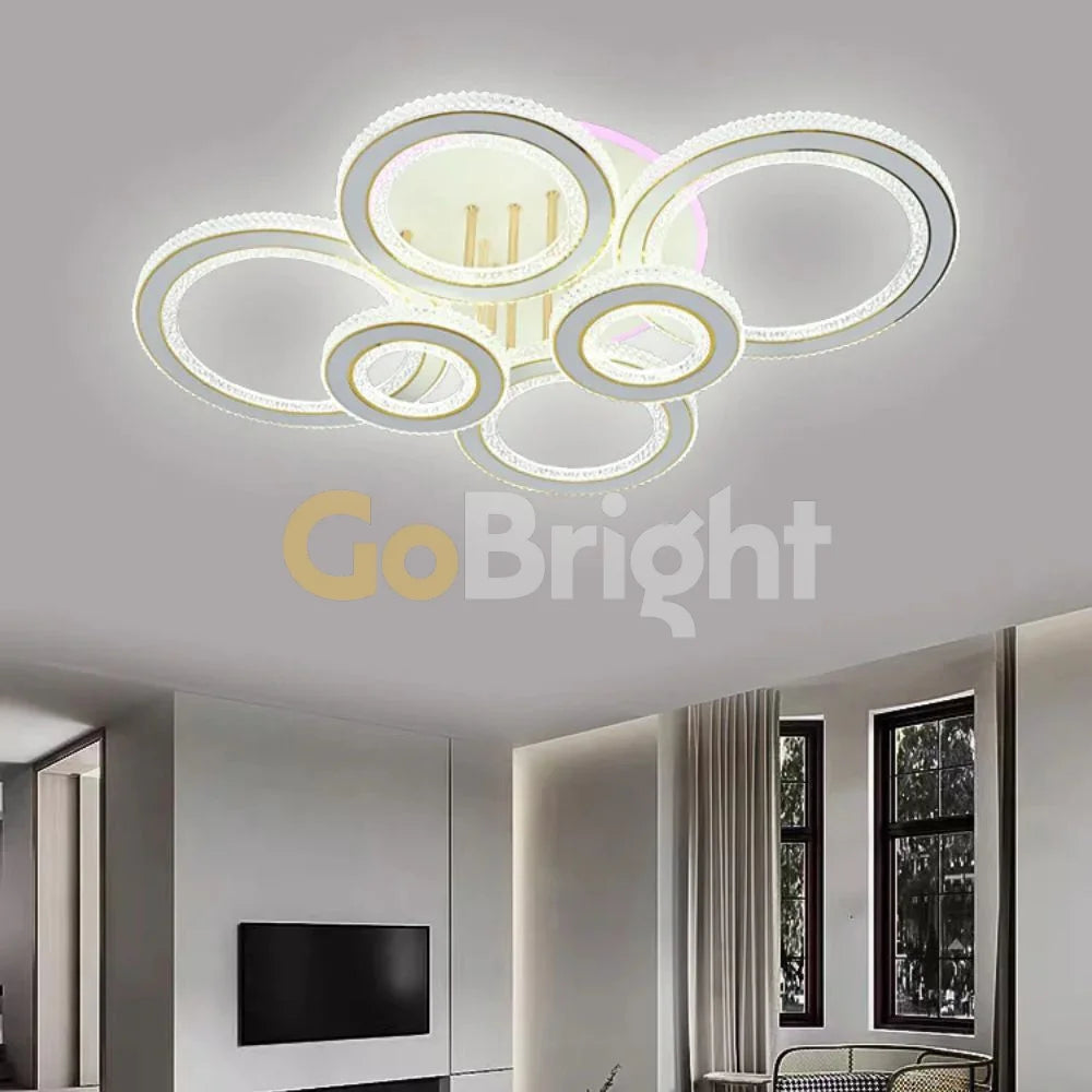Lustra LED cu Telecomanda Rosaly 3 Tipuri de Lumini RGB 120W Alb + Auriu