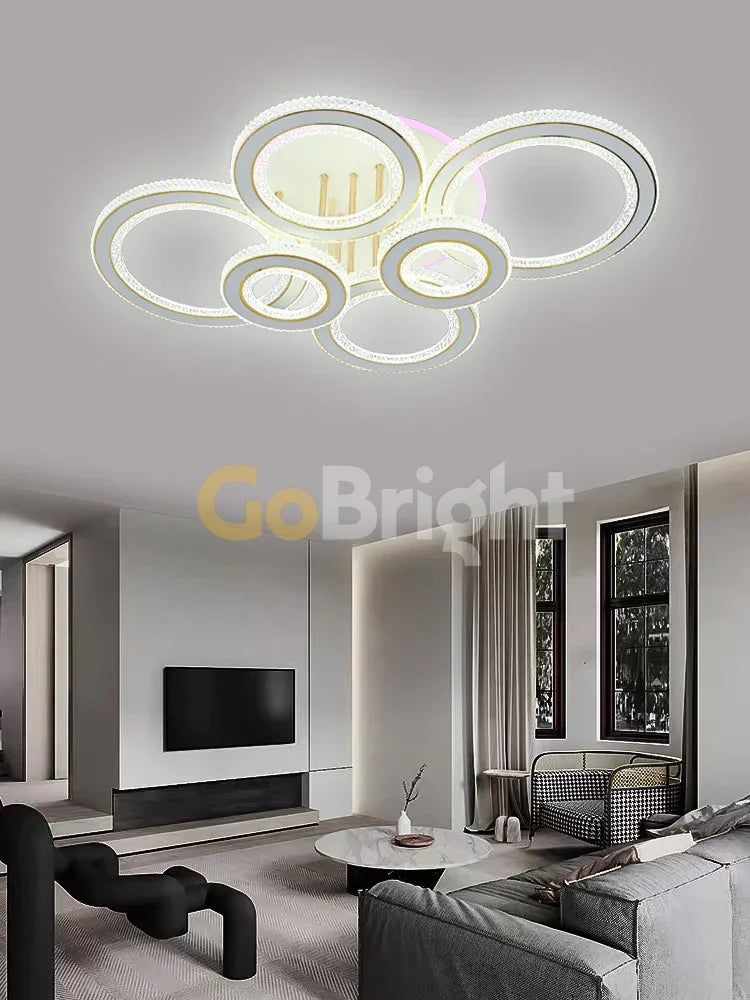 Lustra LED cu Telecomanda Rosaly 3 Tipuri de Lumini RGB 120W Alb + Auriu
