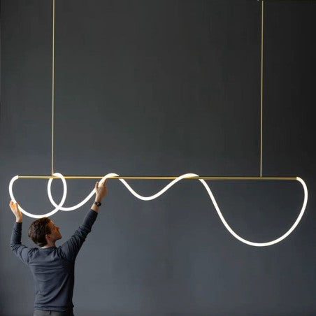 Pendul LED Lungime 150cm 80W cu Telecomanda Urban 3 Tipuri de Lumini Auriu