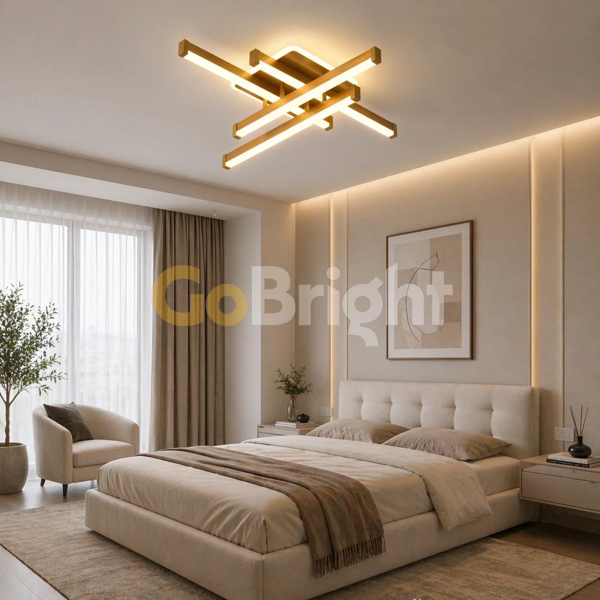 Lustra LED cu Telecomanda Zang 3 Tipuri de Lumini 90W Auriu