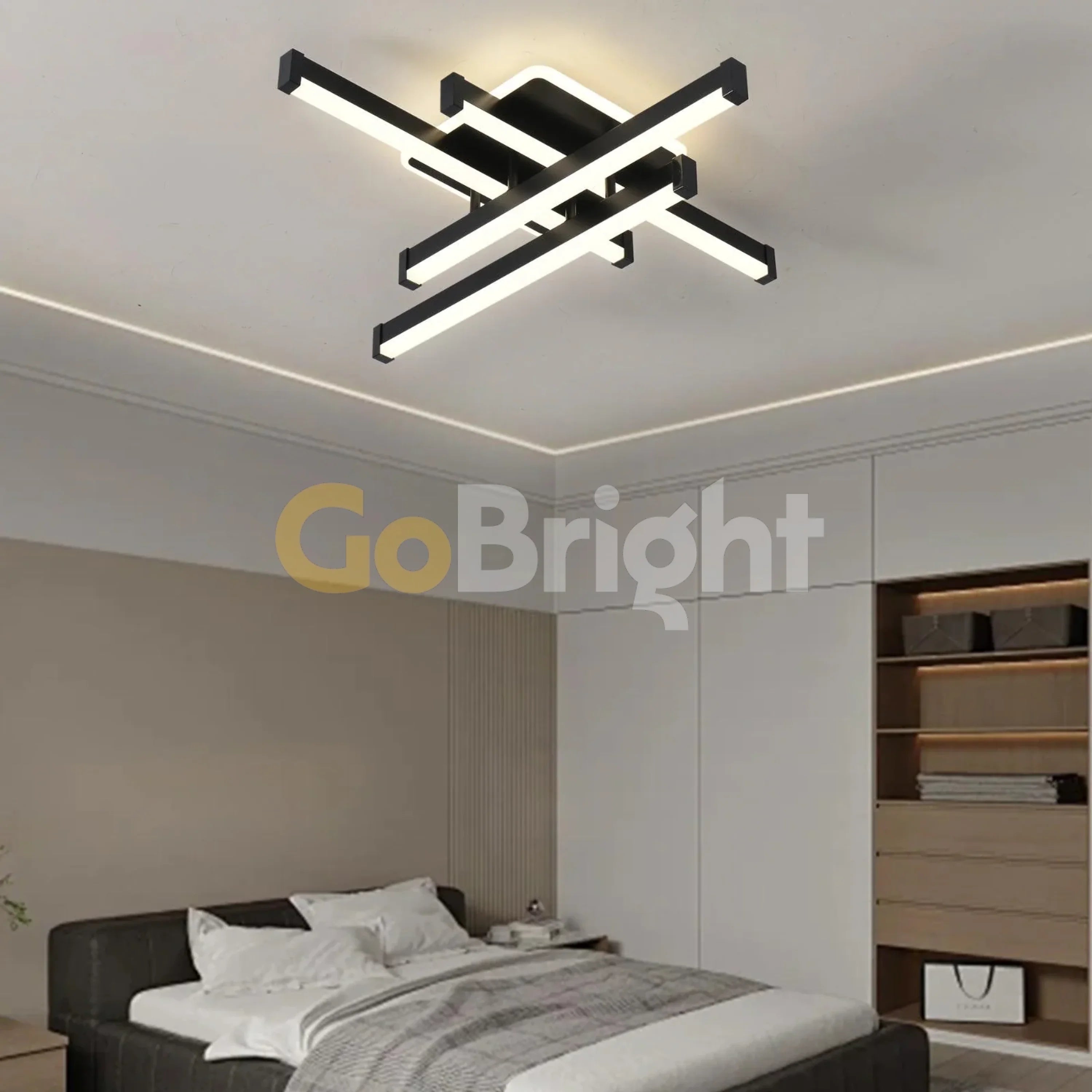 Lustra LED cu Telecomanda Zang 3 Tipuri de Lumini 90W Negru