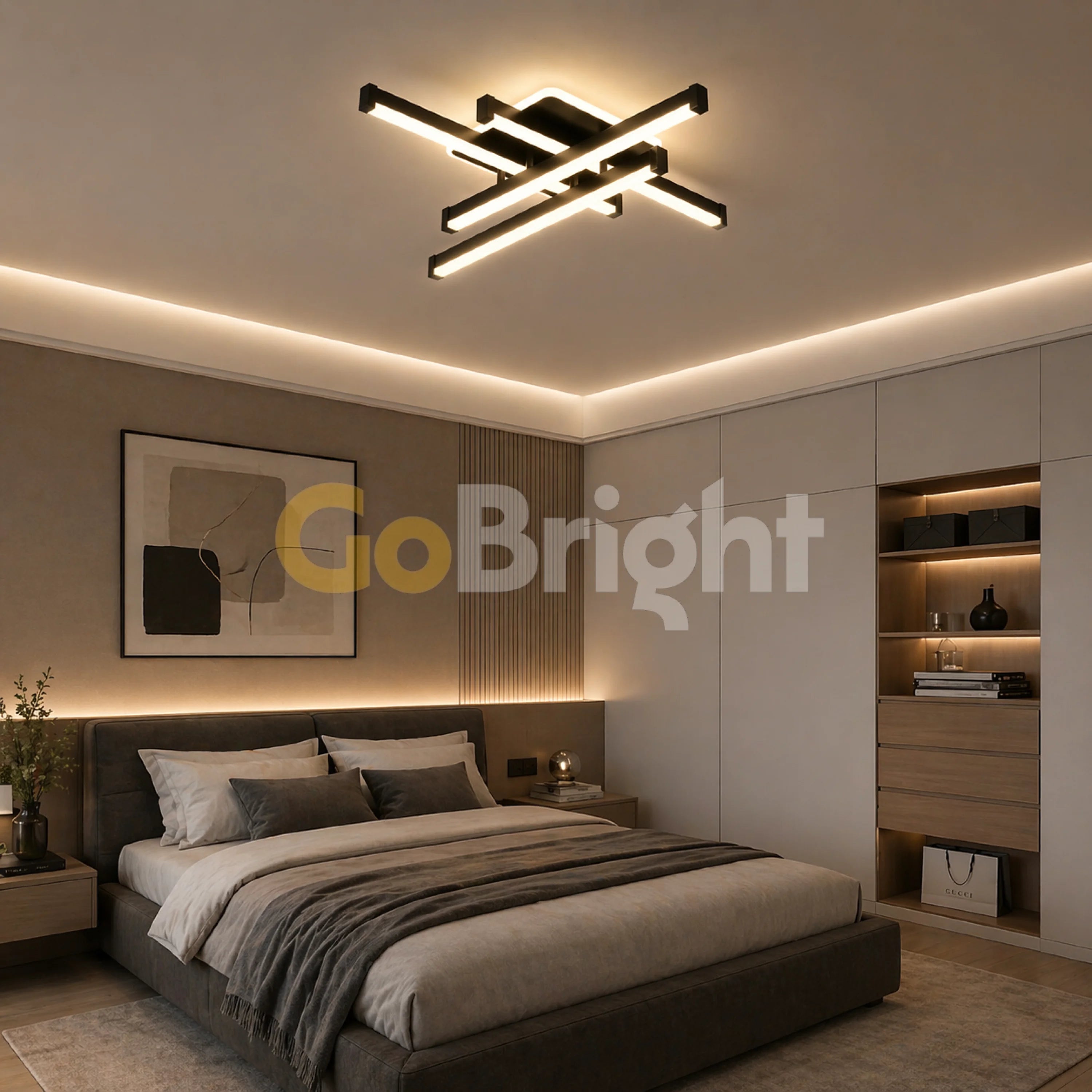 Lustra LED cu Telecomanda Zang 3 Tipuri de Lumini 90W Negru