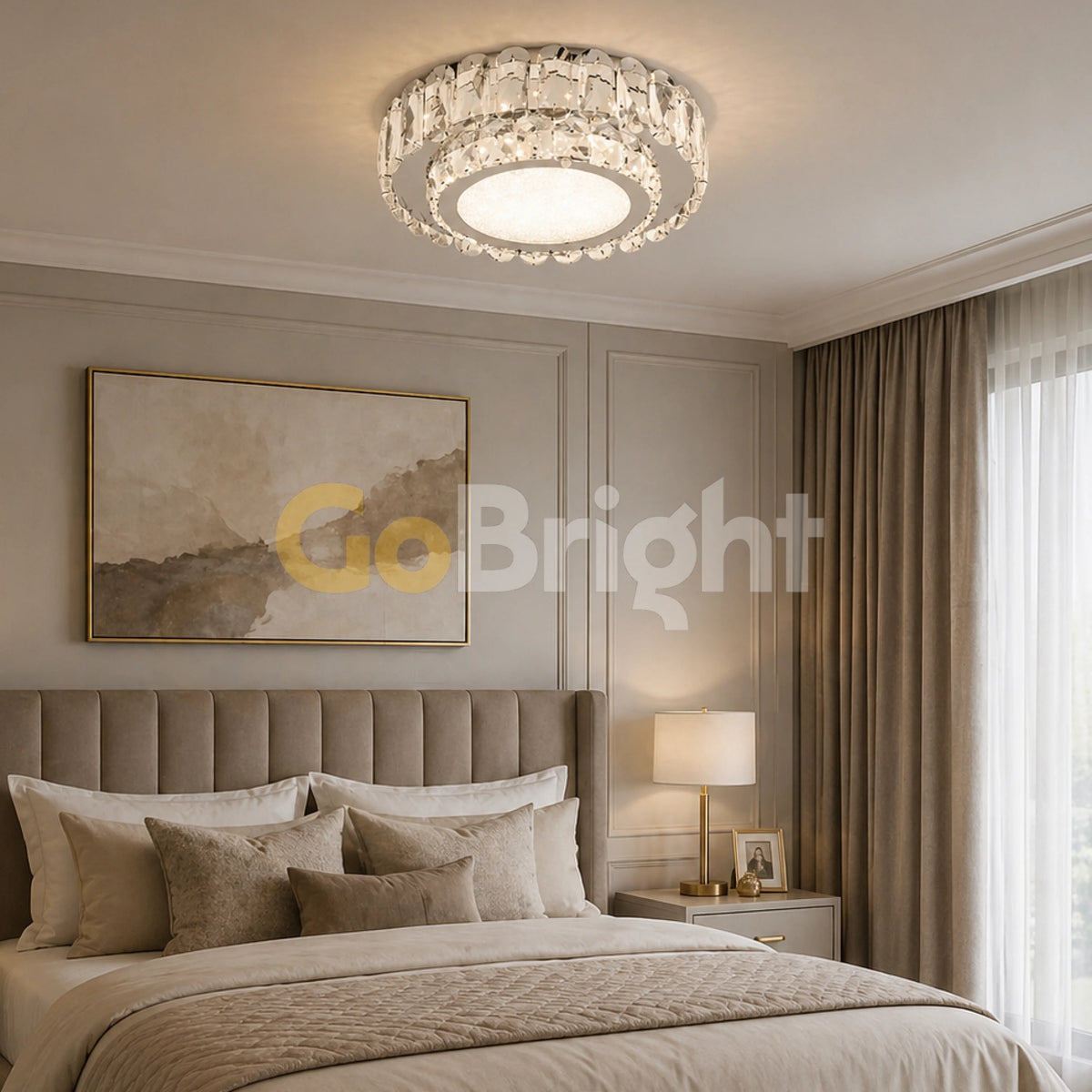 Lustra LED Diametru 30cm 60W cu Telecomanda Crystal 3 Tipuri de Lumini Crom