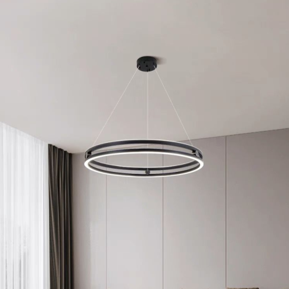 Pendul LED Diametru 40cm 92W cu Telecomanda Urban 3 Tipuri de Lumini Negru