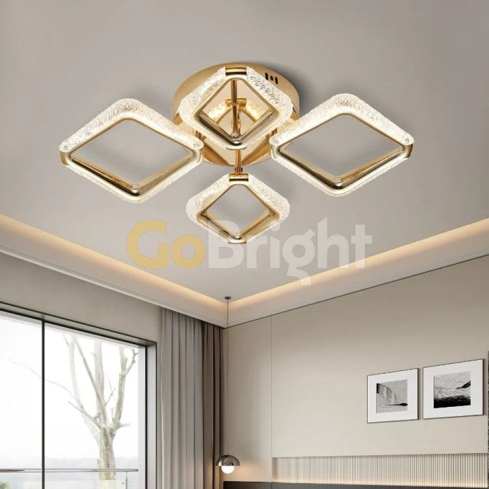 Lustra LED Telecomanda Kara 3 Tipuri de Lumini 50W Auriu