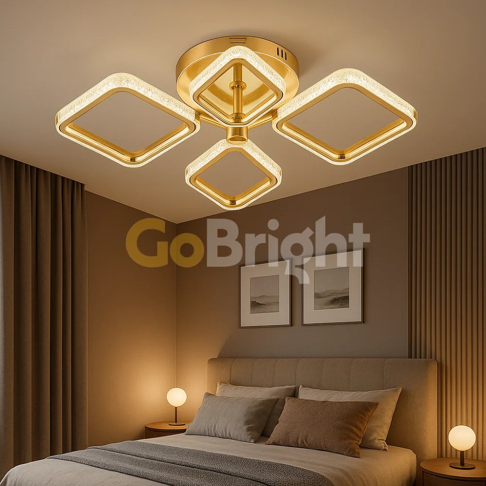 Lustra LED Telecomanda Kara 3 Tipuri de Lumini 50W Auriu