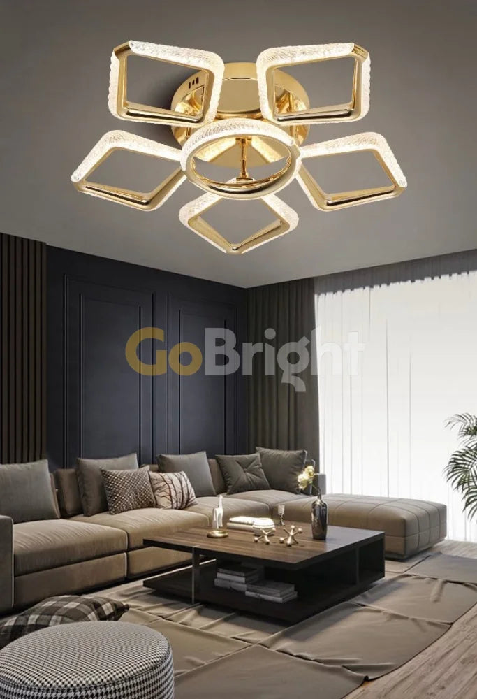 Lustra LED Telecomanda Kara 3 Tipuri de Lumini 70W Auriu