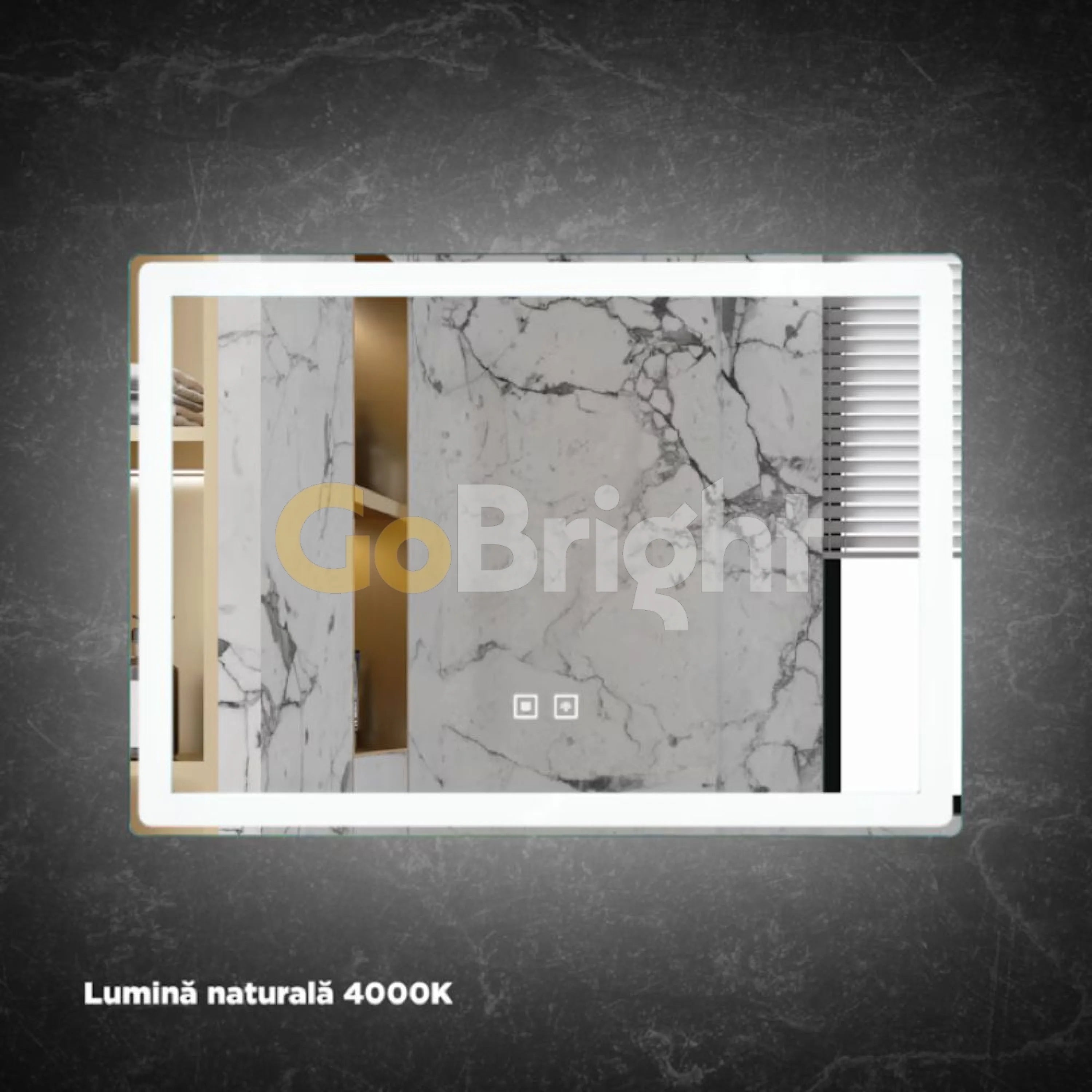 Oglinda baie LED 100x70cm 3 Tipuri de Lumini Buton Touch Dezaburire Intensitate Reglabila