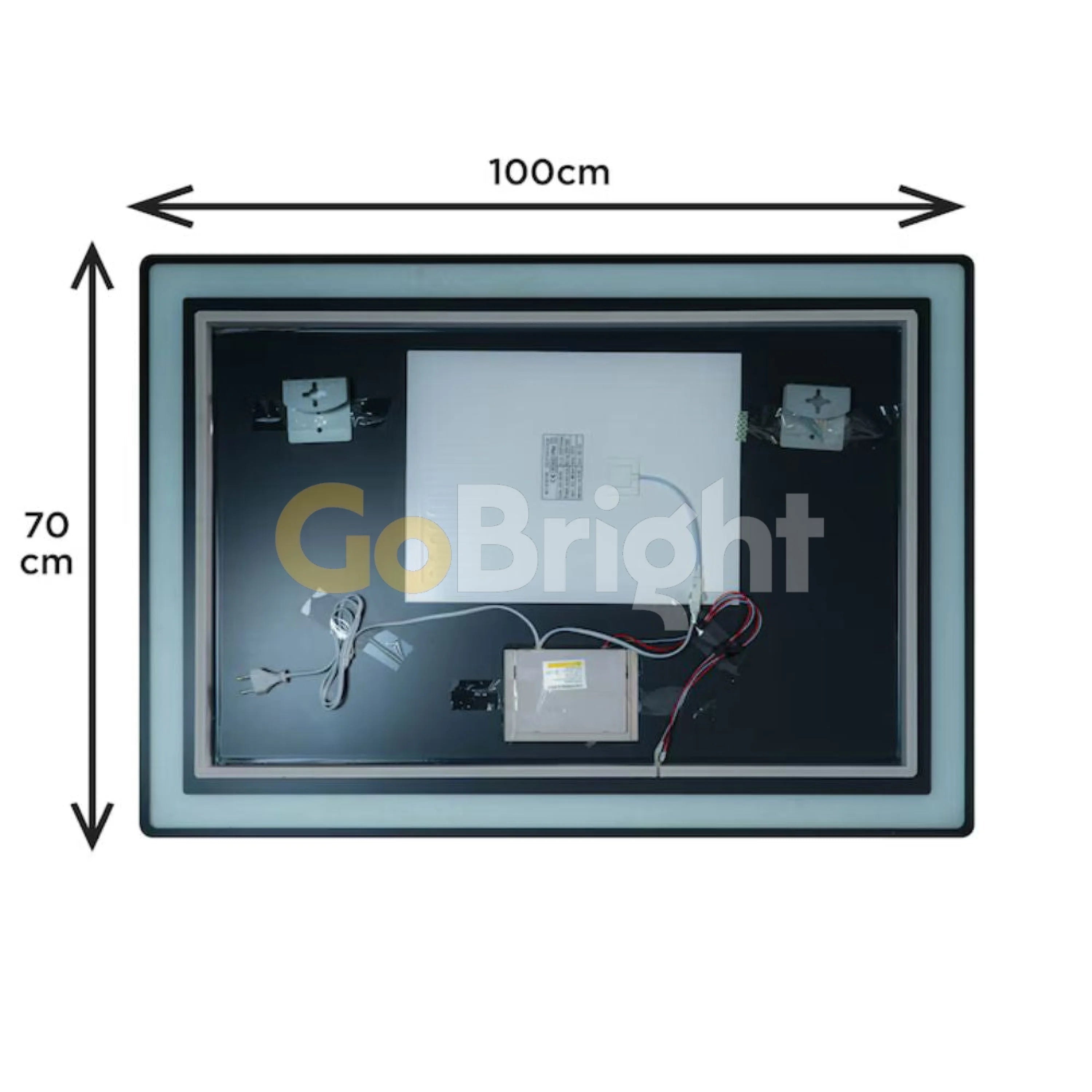Oglinda baie LED 100x70cm 3 Tipuri de Lumini Buton Touch Dezaburire Intensitate Reglabila