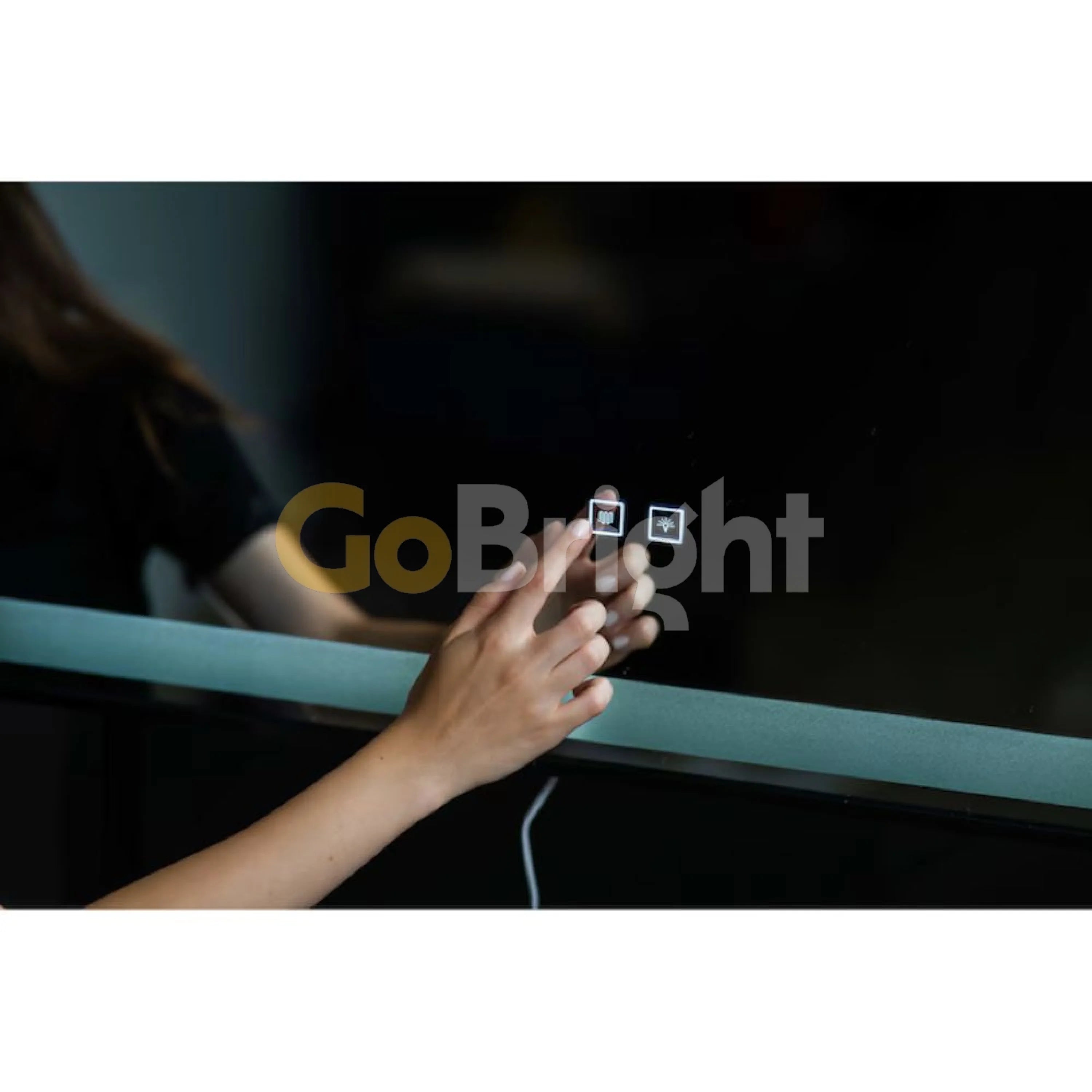 Oglinda baie LED 100x70cm Rama Neagra 3 Tipuri de Lumini Buton Touch Dezaburire Intensitate Reglabila