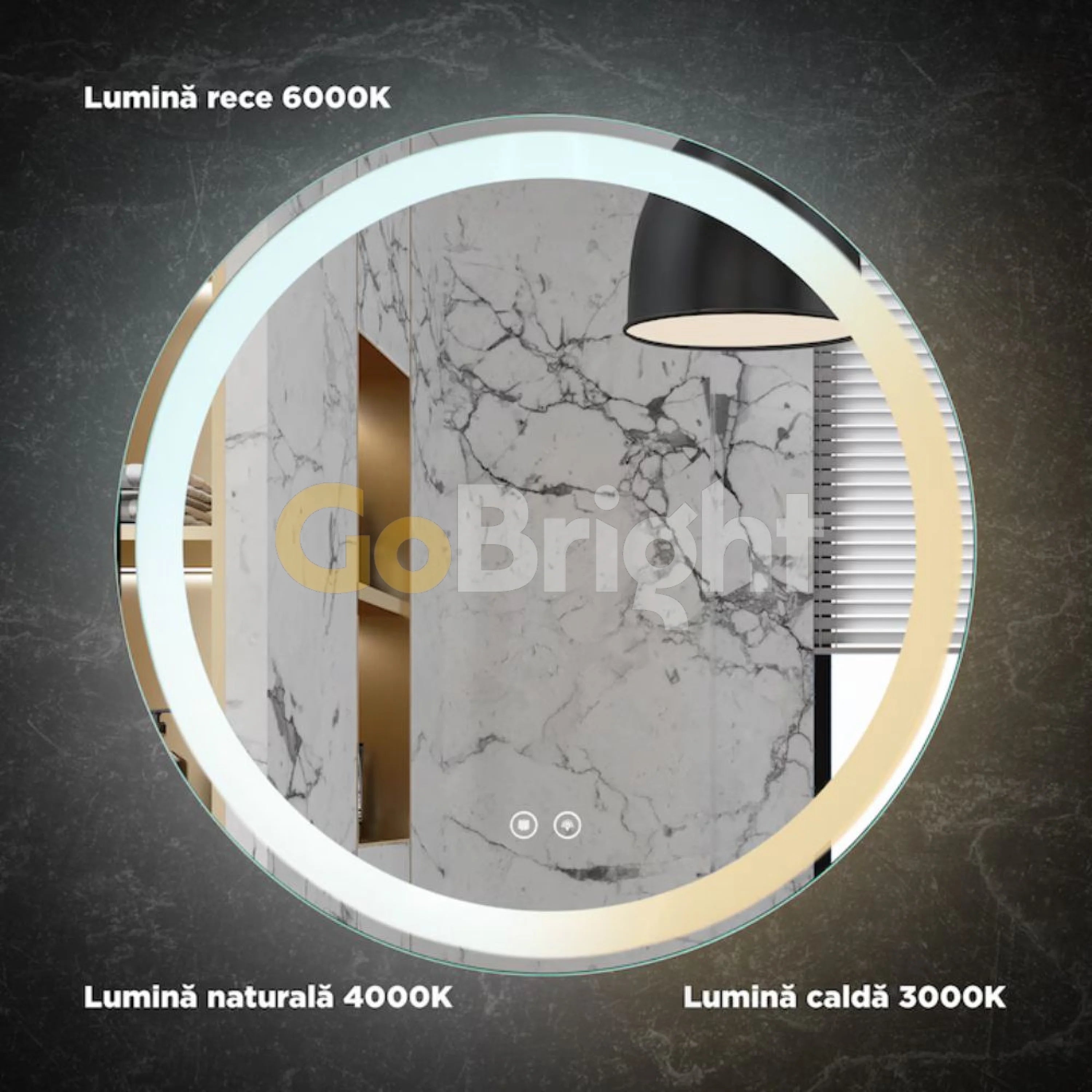 Oglinda baie LED 70cm 3 Tipuri de Lumini Buton Touch Dezaburire Intensitate Reglabila