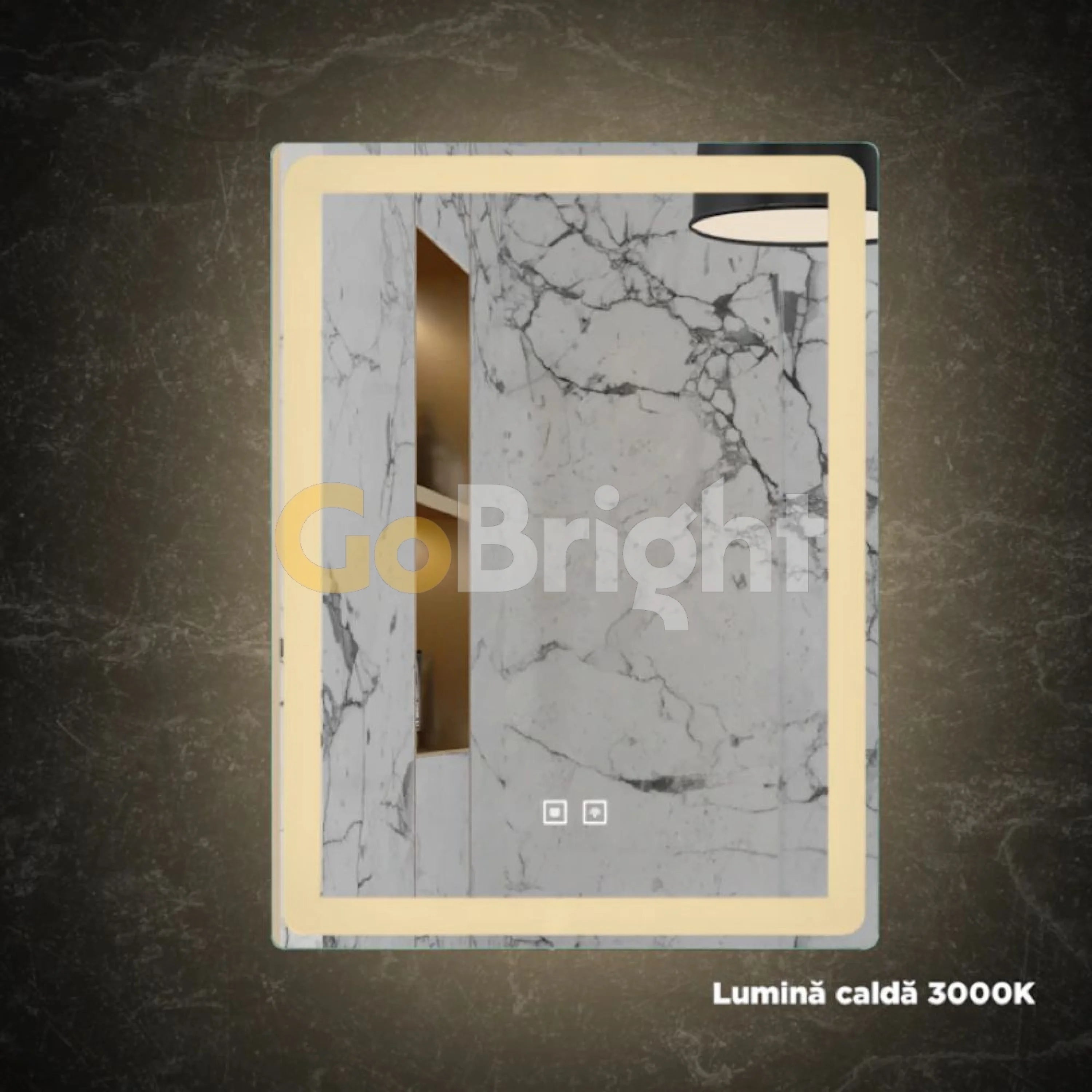Oglinda baie LED 70x90cm 3 Tipuri de Lumini Buton Touch Intensitate Reglabila Dezaburire