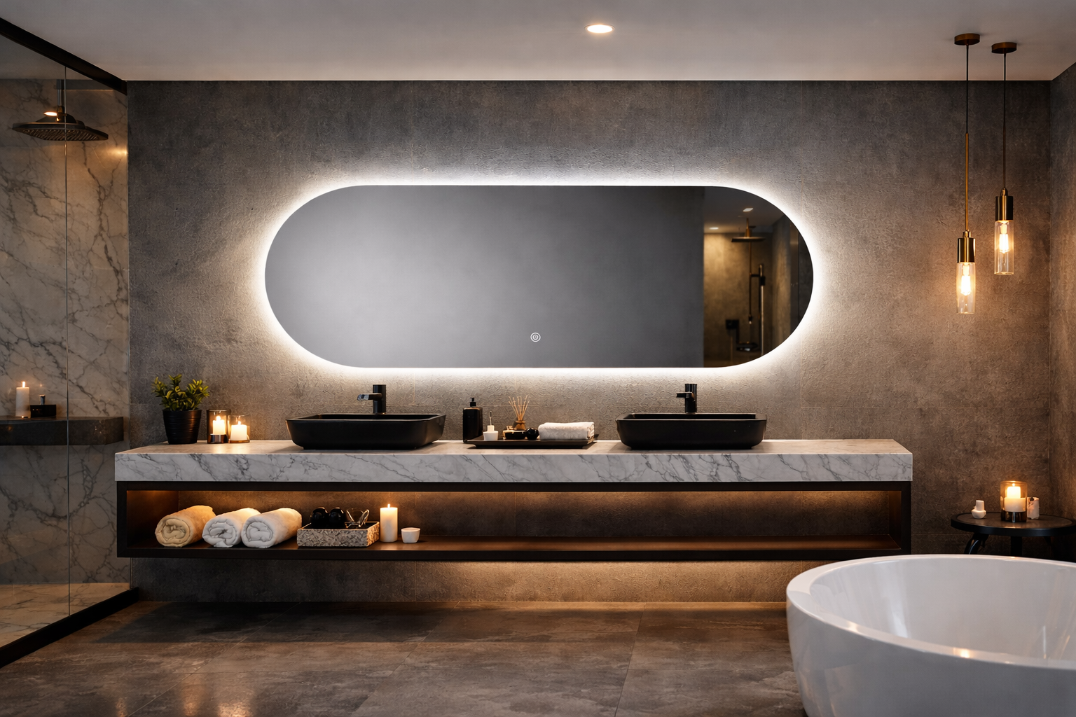 Oglinda LED Premium 120x60cm Touch 3 Culori Luminoase