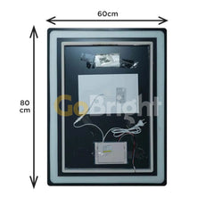 Oglinda LED 60x80cm 3 Tipuri de Lumini Buton Touch Dezaburire Intensitate Reglabila