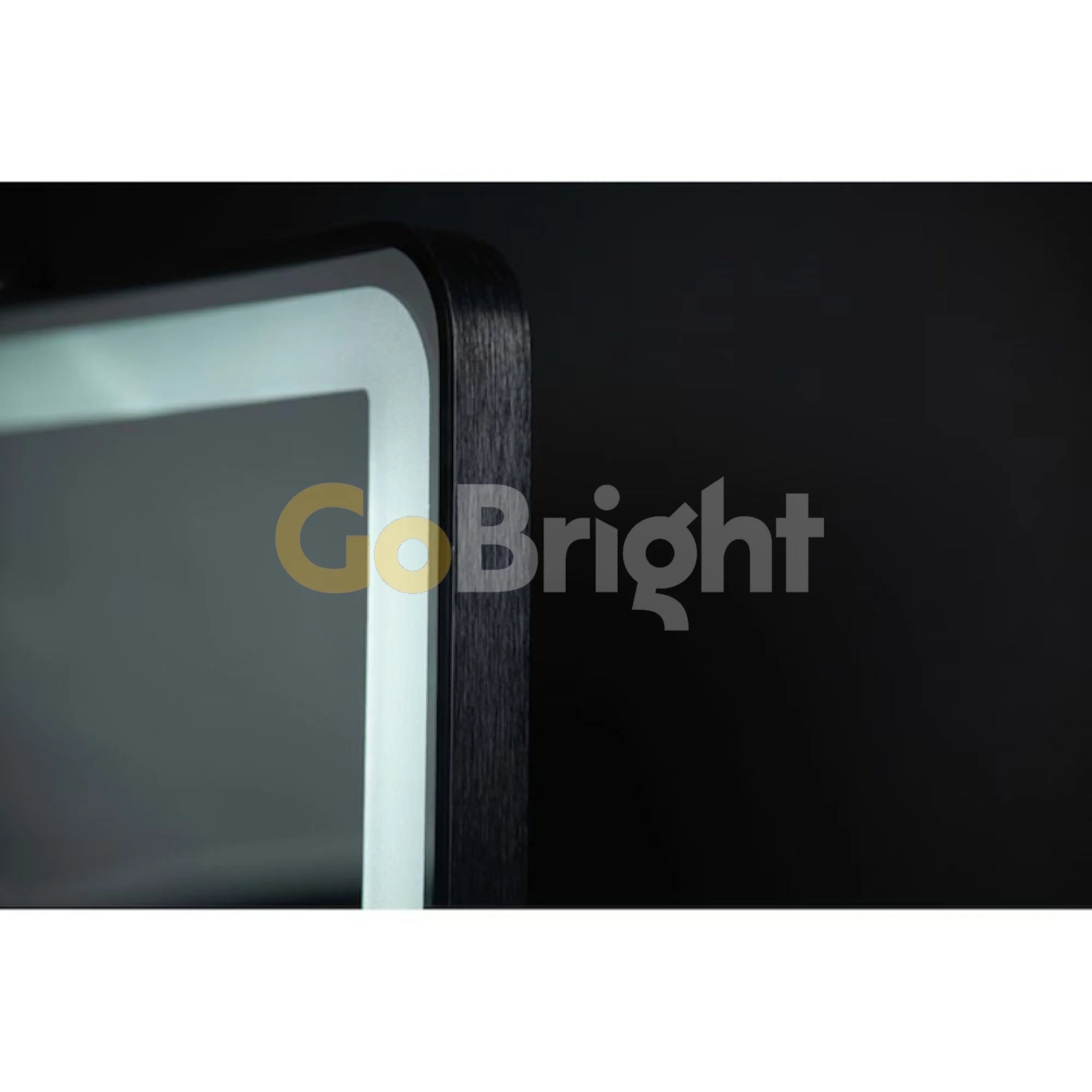 Oglinda LED 70x90cm 3 Tipuri de Lumini Rama Neagra Buton Touch Dezaburire Intensitate Reglabila