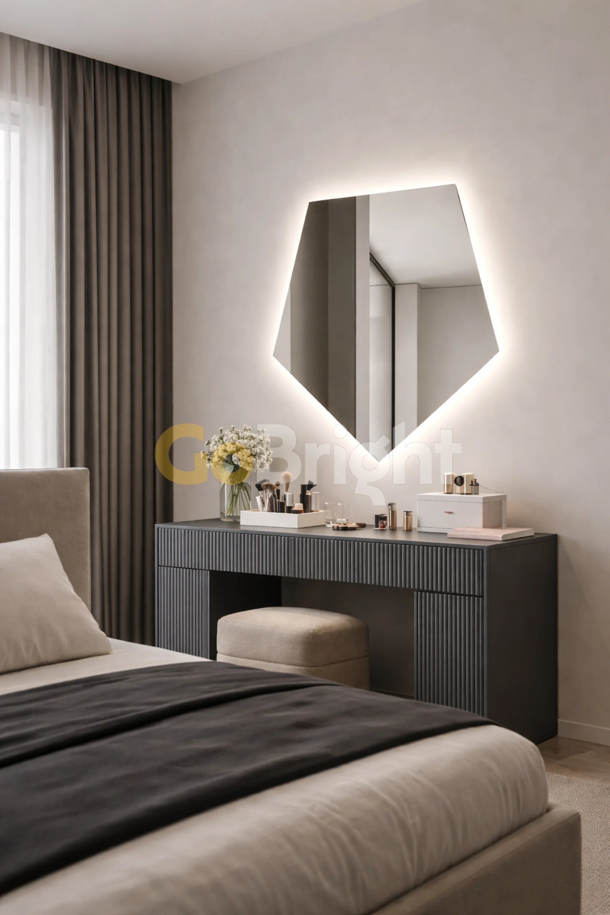 Oglinda LED Hexagon 80x90cm Touch 3 Culori Luminoase