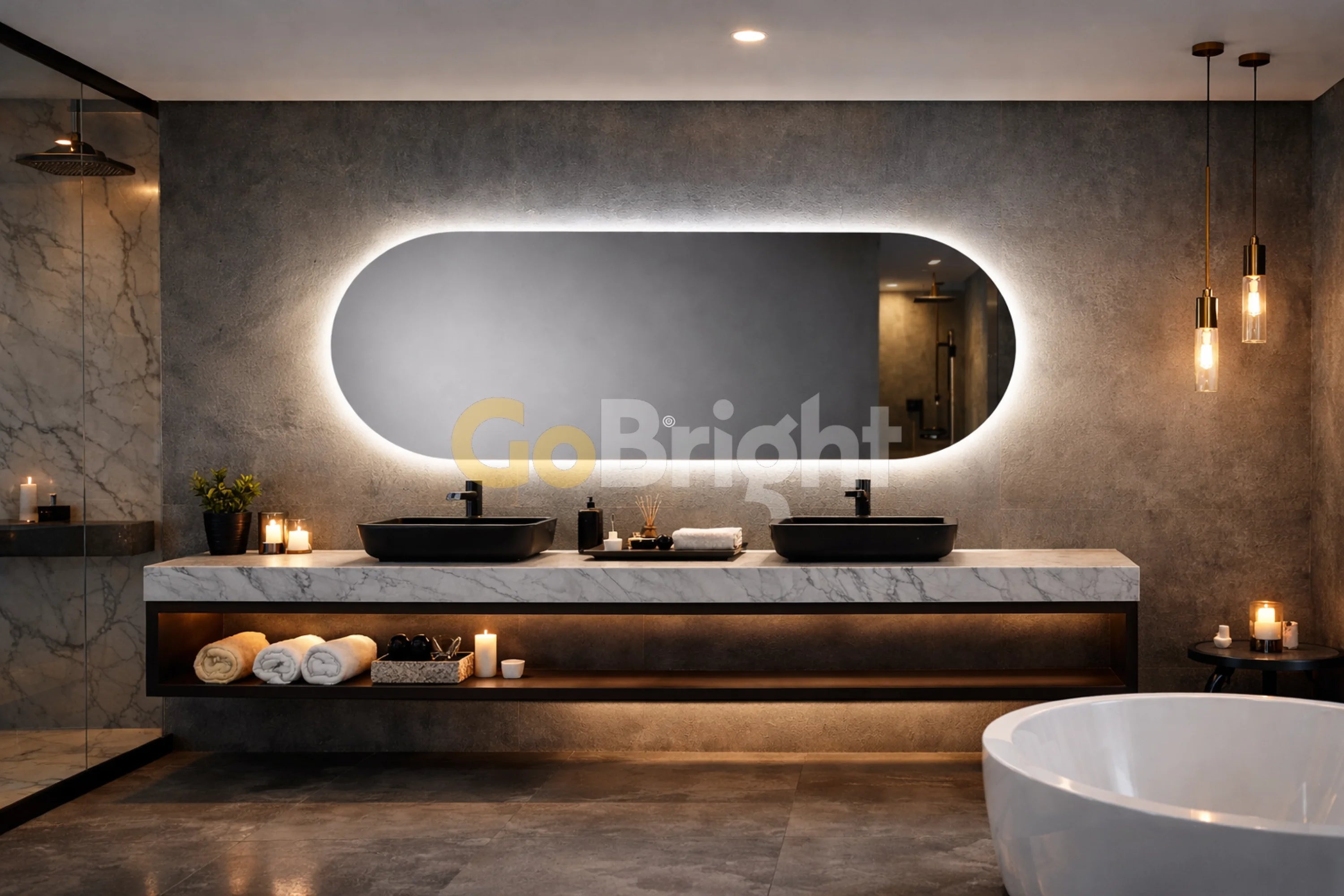 Oglinda LED Premium 120x60cm Touch 3 Culori Luminoase