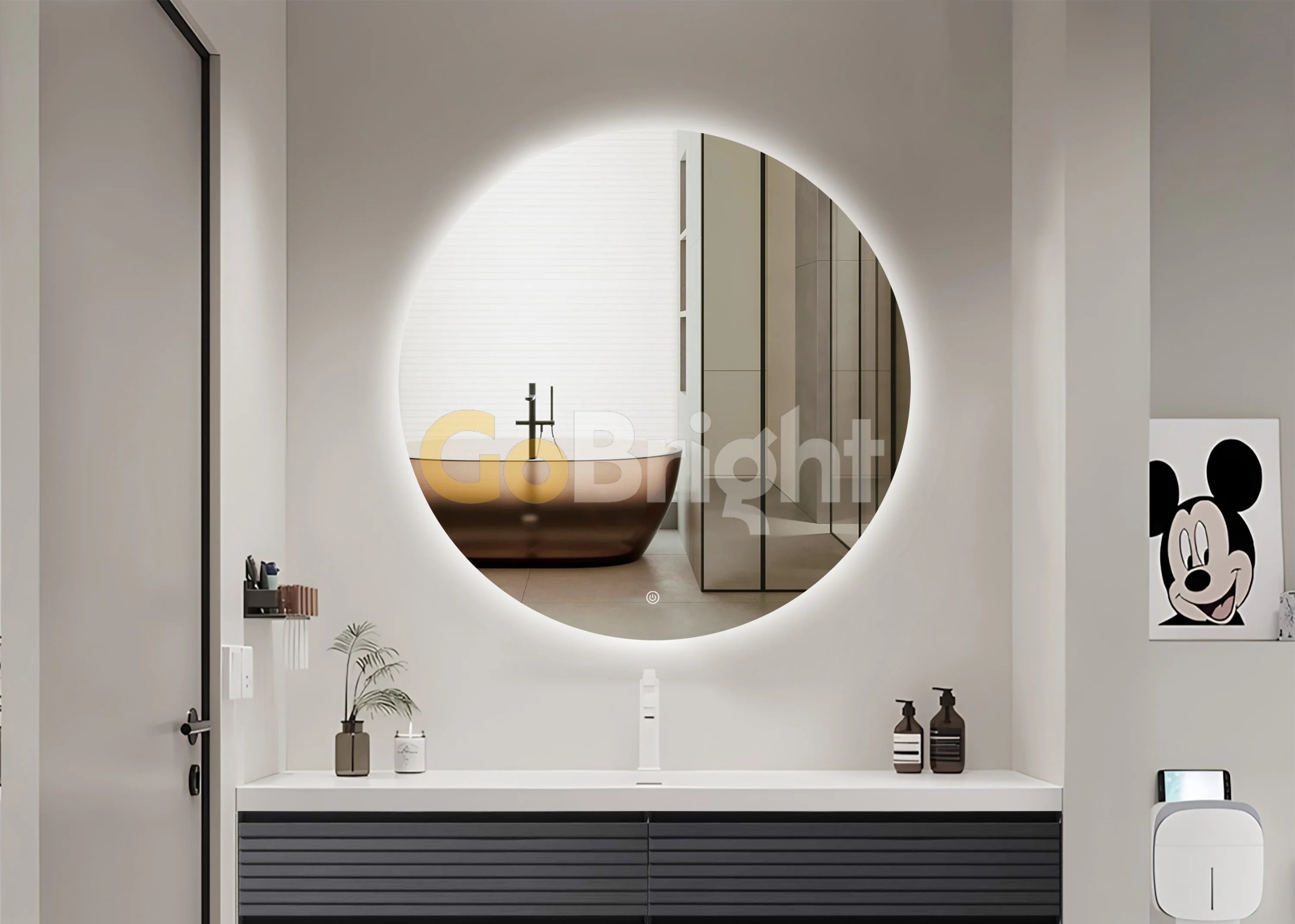 Oglinda LED Premium 70cm Touch 3 Culori Luminoase