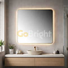 Oglinda LED Premium 80x80cm Rama Aurie Touch 3 Culori Luminoase