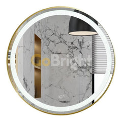 Oglinda LED Rotunda 70cm Rama Aurie 3 Tipuri de Lumini Buton Touch Intensitate Reglabila