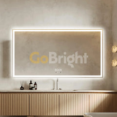 Oglinda LED Smart 150x80cm Senzor Miscare Dezaburire 3 Culori Luminoase Afisaj Ceas & Temperatura – Sticla Premium 5 mm