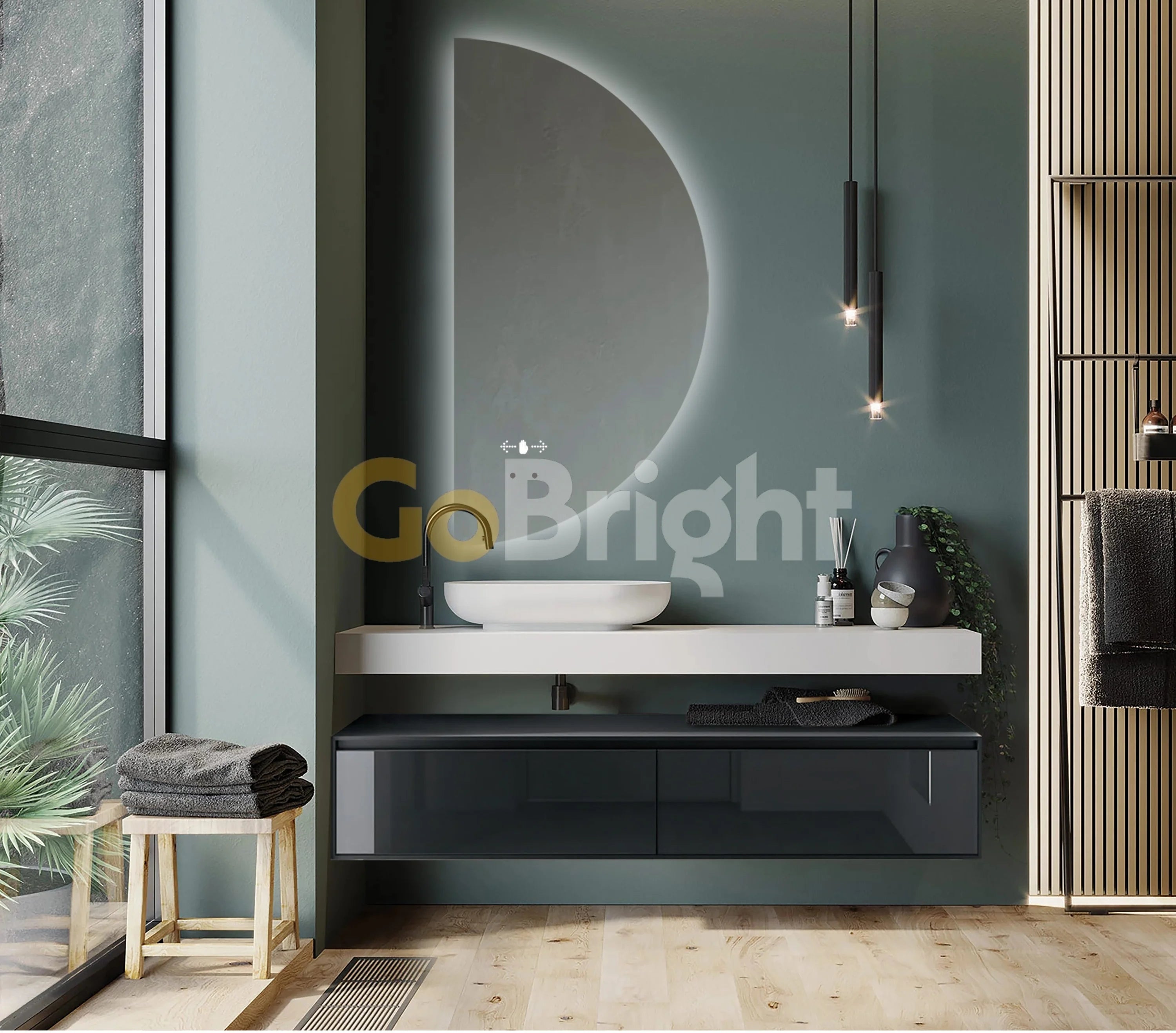 Oglinda LED Smart 50x100cm Senzor Miscare 3 Culori Luminoase – Sticla Premium 5 mm