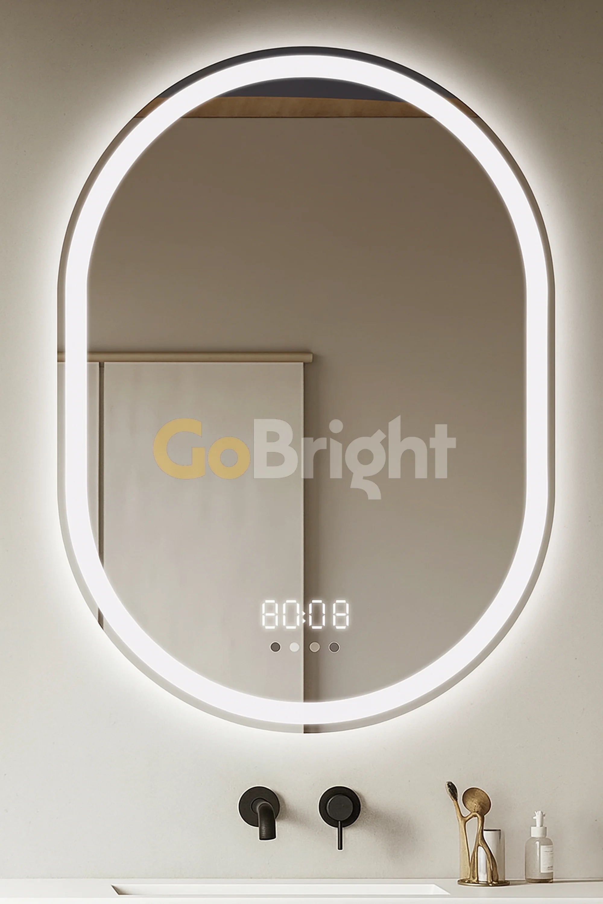 Oglinda LED Smart 60x80cm Senzor Miscare Dezaburire 3 Culori Luminoase Afisaj Ceas & Temperatura – Sticla Premium 5 mm