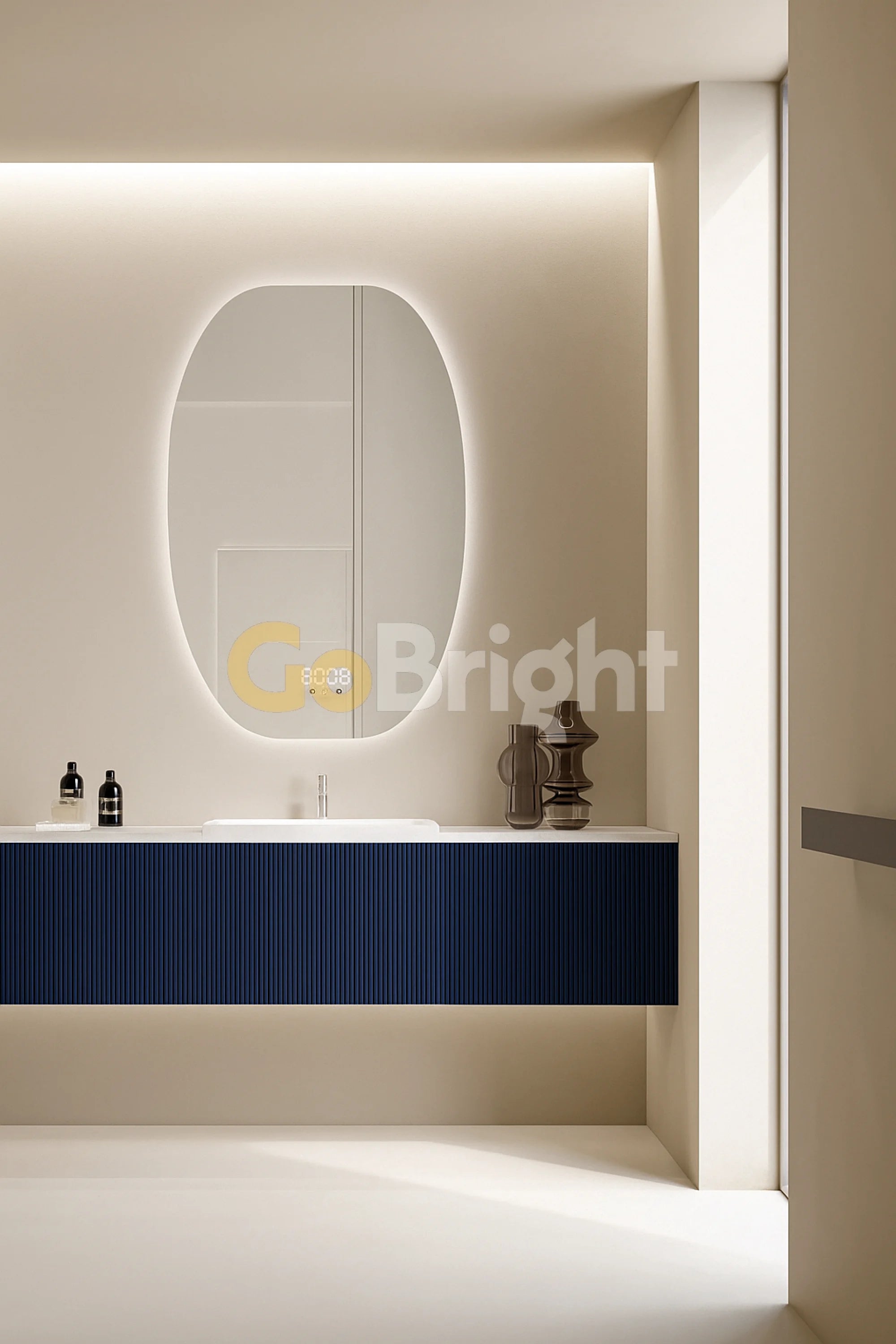 Oglinda LED Smart 60x80cm Senzor Miscare Dezaburire 3 Culori Luminoase Afisaj Ceas & Temperatura – Sticla Premium 5 mm